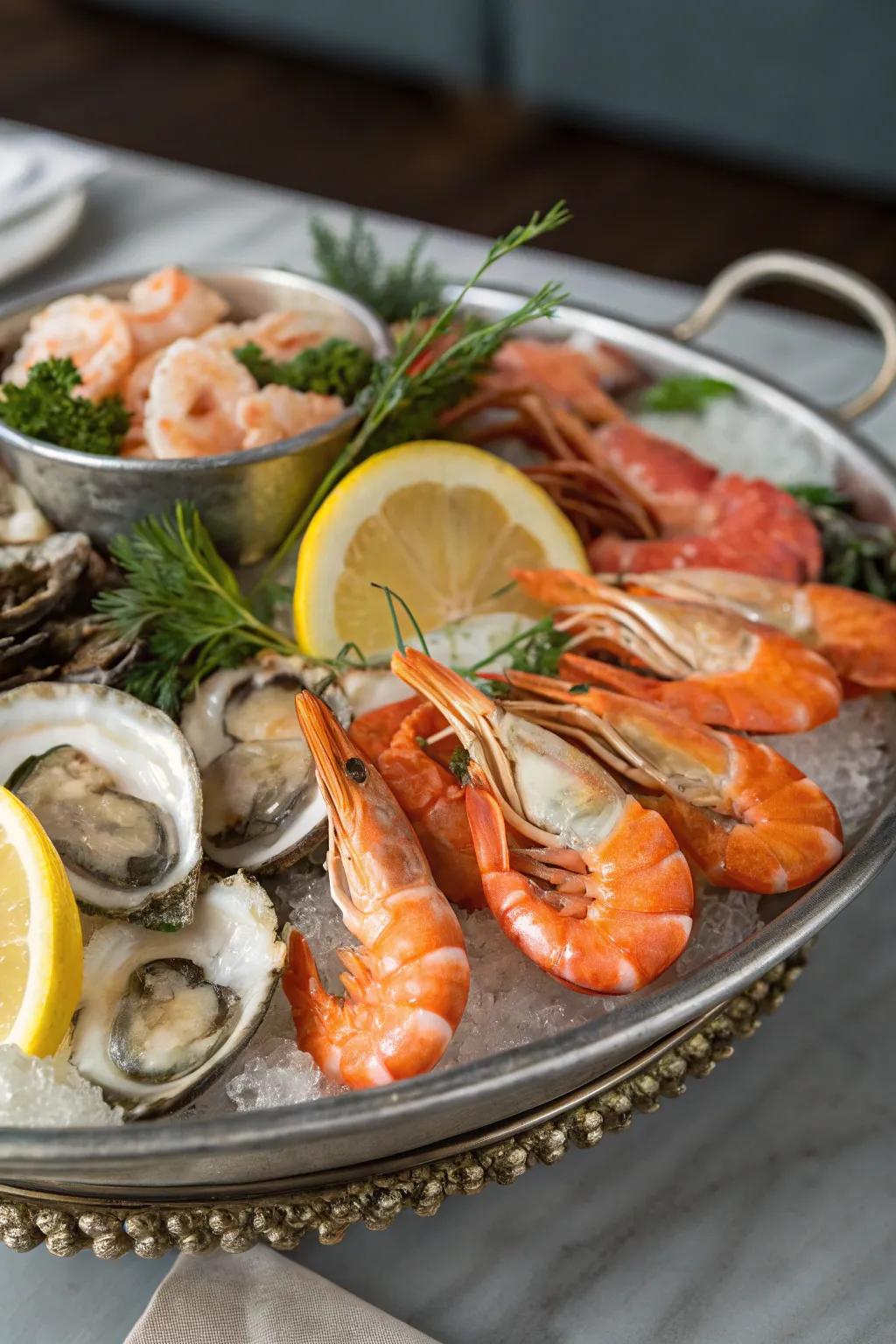 A luxurious seafood delight platter to tantalize taste buds.
