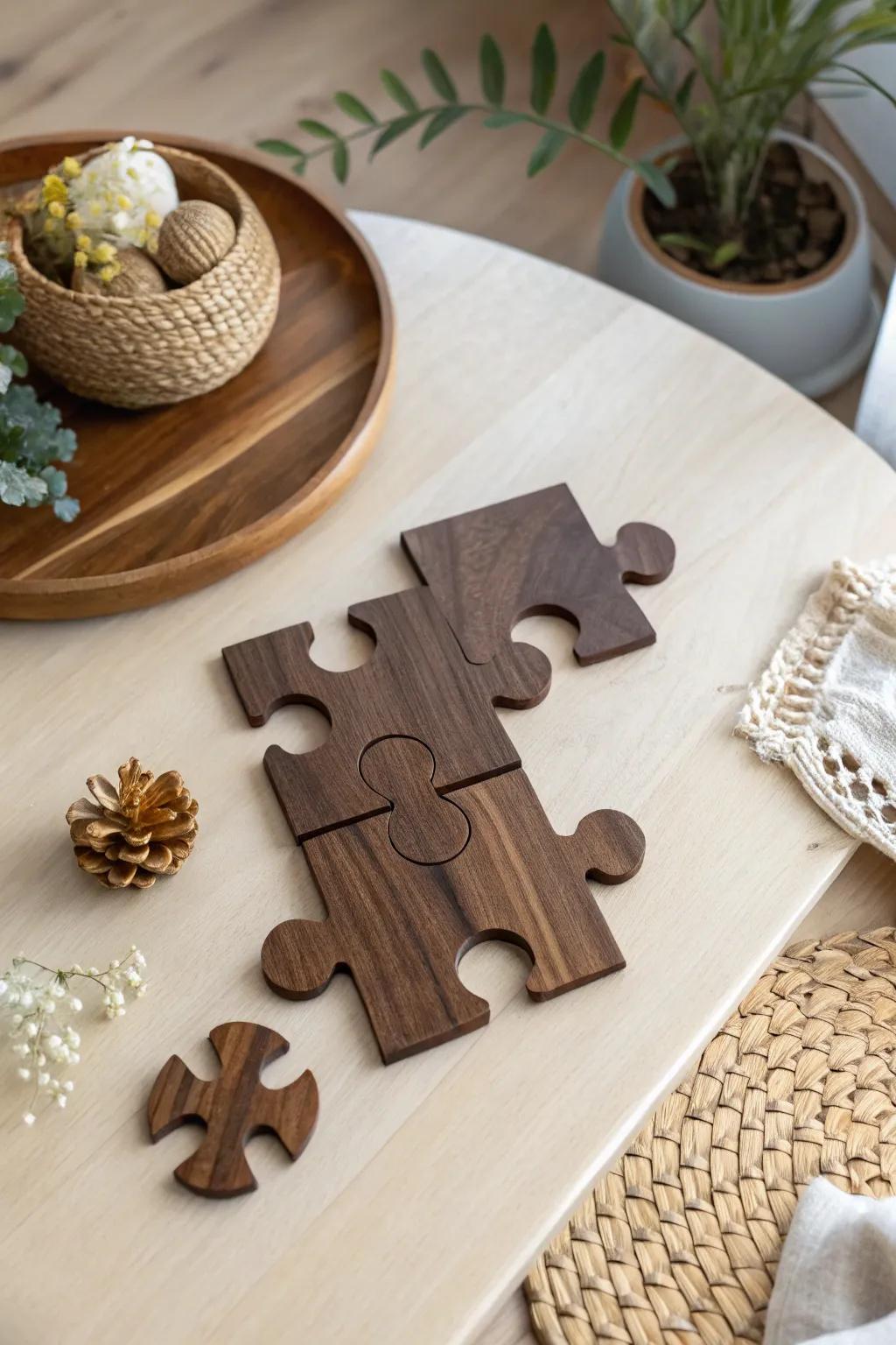 Find your focus amidst the beauty of handcrafted puzzle pieces.