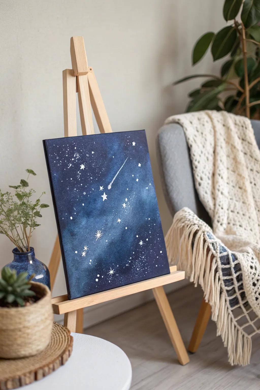 Craft your own cosmic escape with a galaxy-inspired canvas that captures the beauty of the universe.