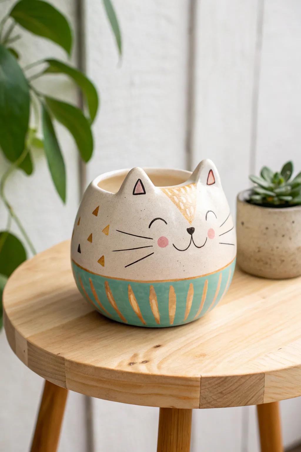 Embrace the charm of simplicity with this adorable chubby-cheeked cat pinch pot!