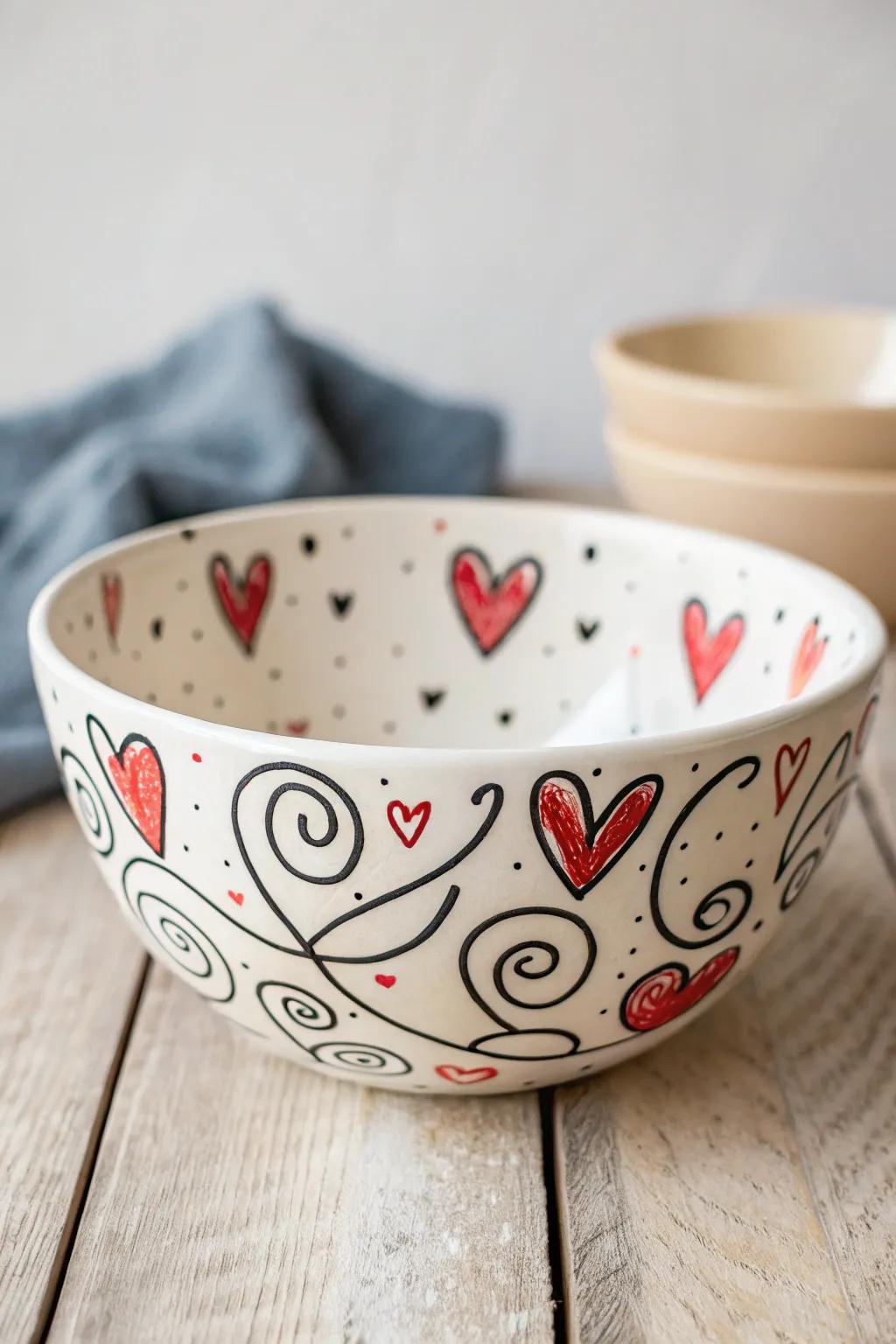 Unleash your inner child with this whimsical doodle-adorned ceramic bowl. A perfect blend of Scandinavian simplicity and Boho charm.