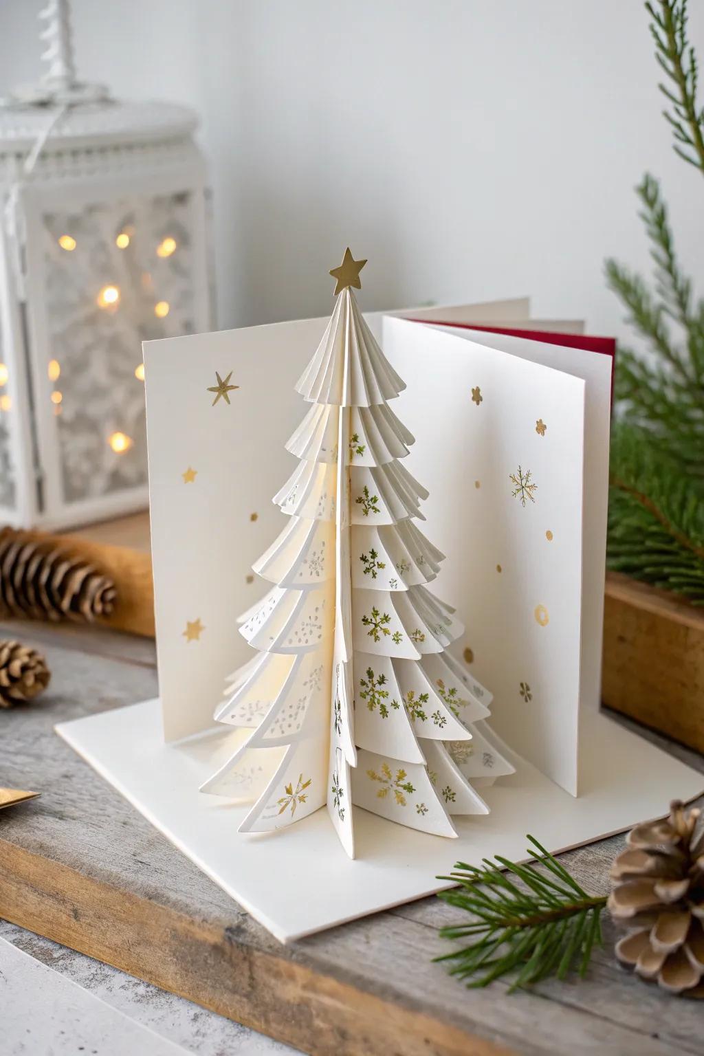 Discover the art of festive surprises with this enchanting pop-up Christmas tree card - where simplicity meets magic!
