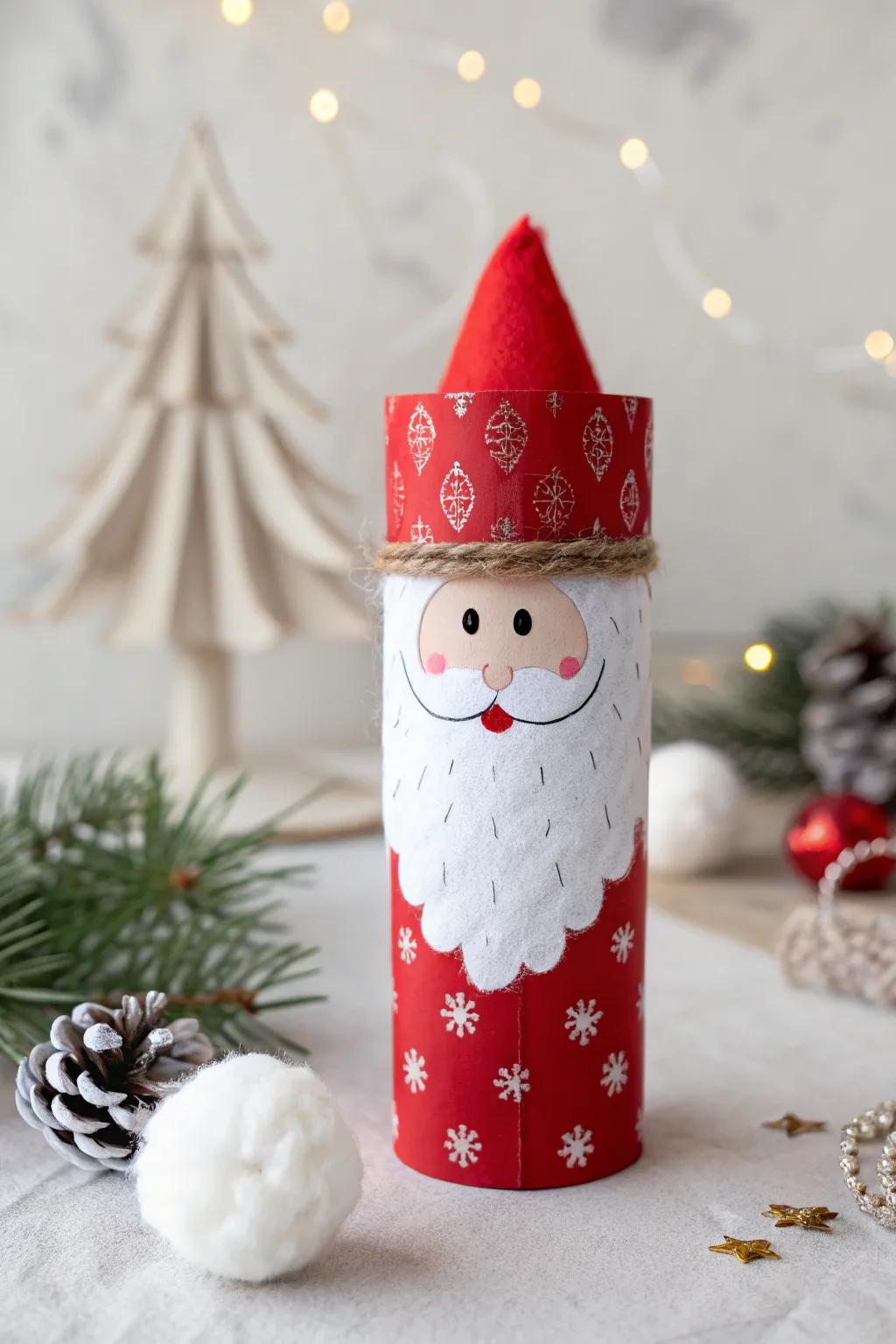 Transform simple materials into festive magic with these charming Toilet Paper Roll Santas!