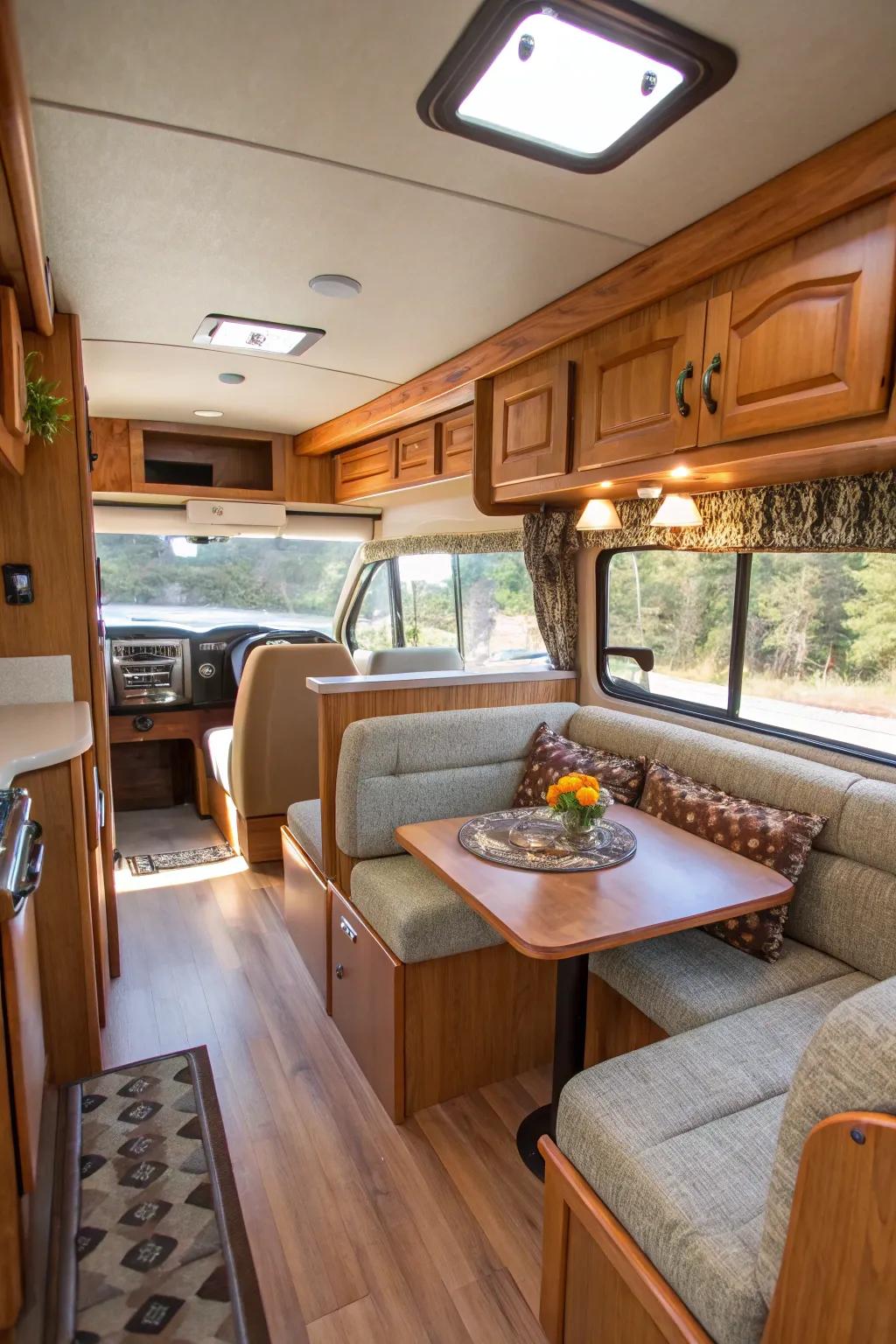 Wood elements add warmth and a rustic charm.