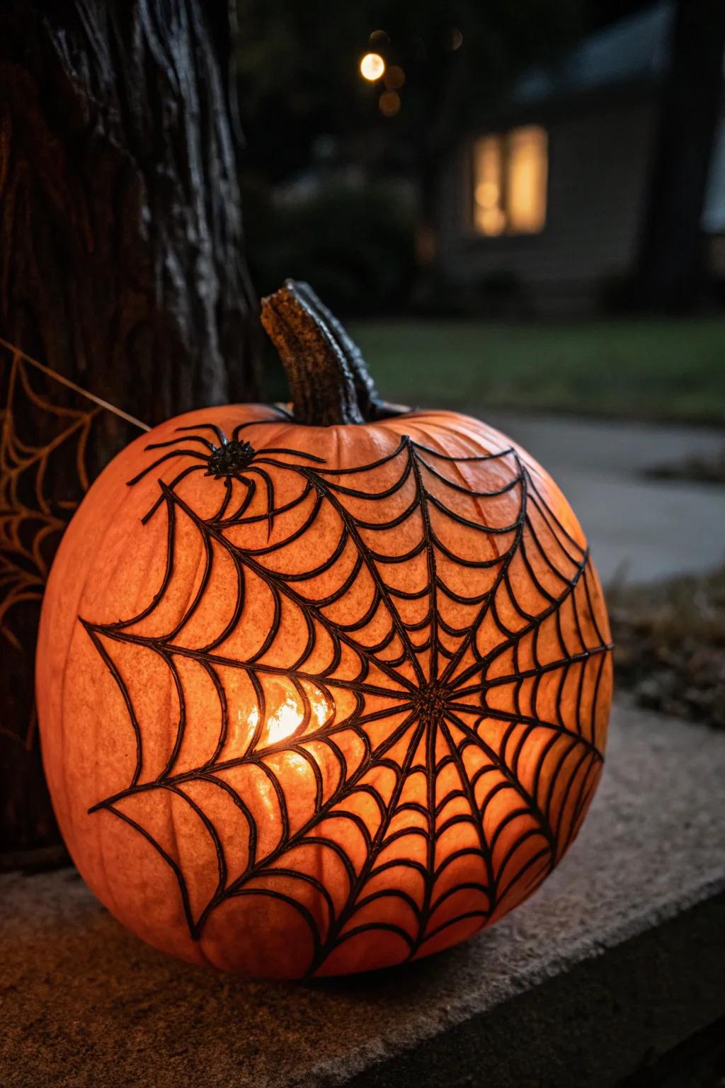 Intricate Spider Web Pumpkin