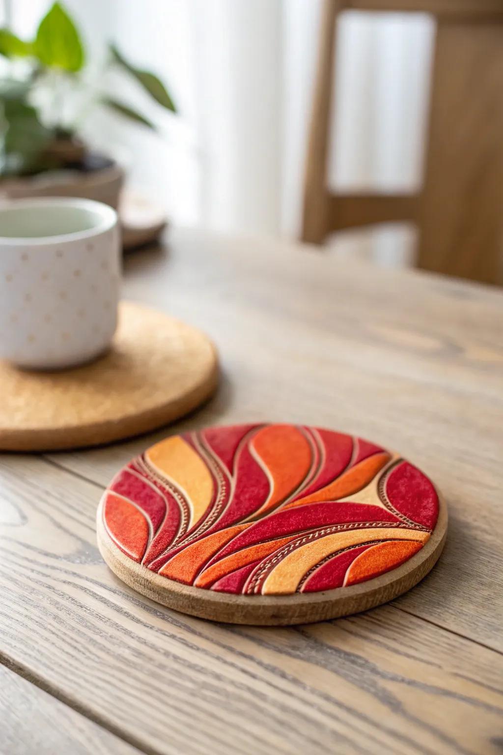 Add a touch of warmth with vibrant, handcrafted clay coasters.