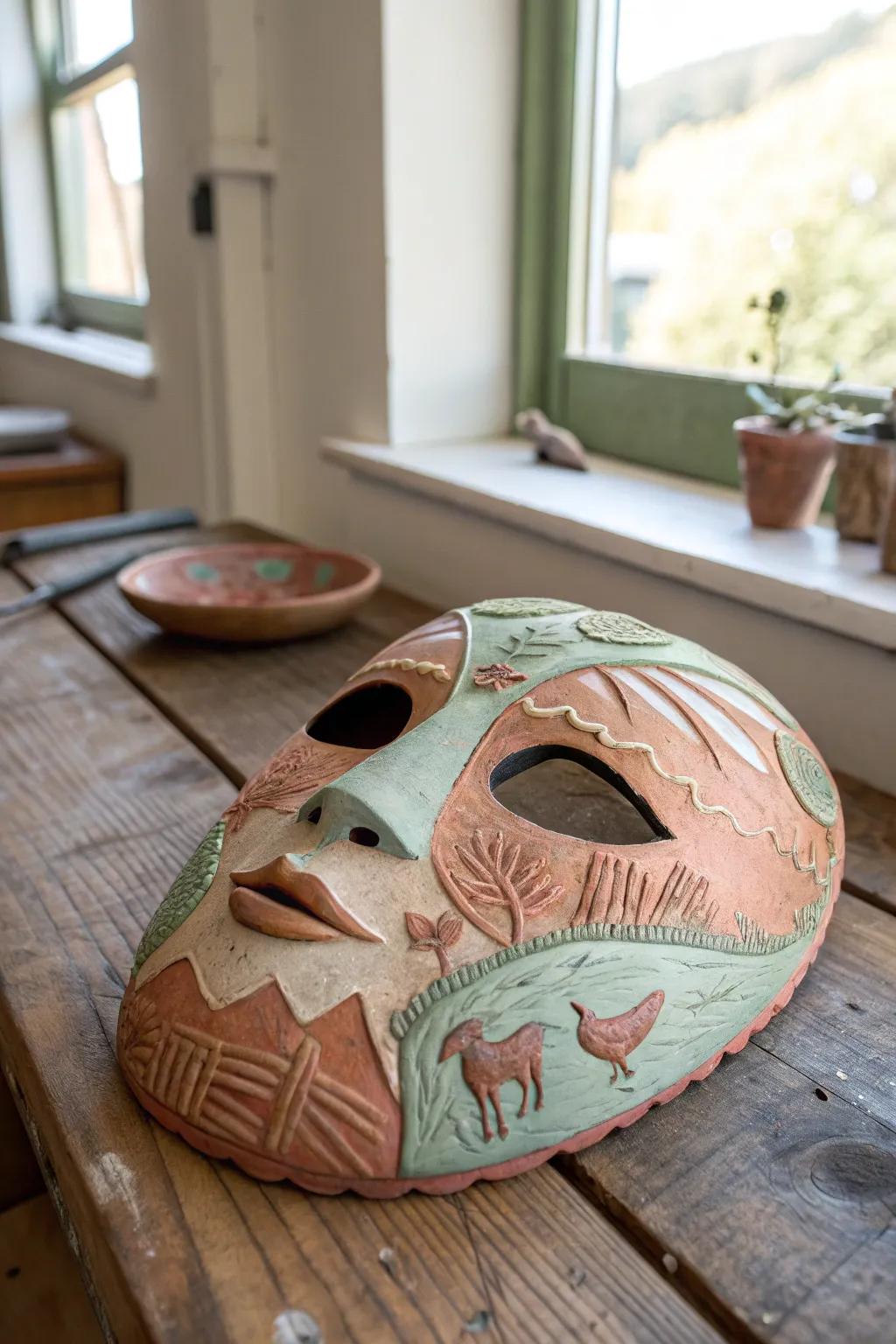 Embrace rustic charm with this barnyard-inspired clay mask, a perfect blend of countryside vibes and urban simplicity.