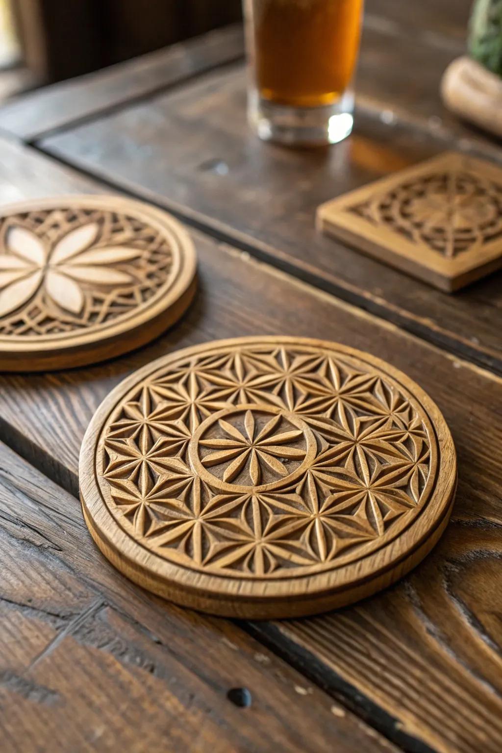 Craftsmanship at its finest: Elevate your space with precision-cut coasters.