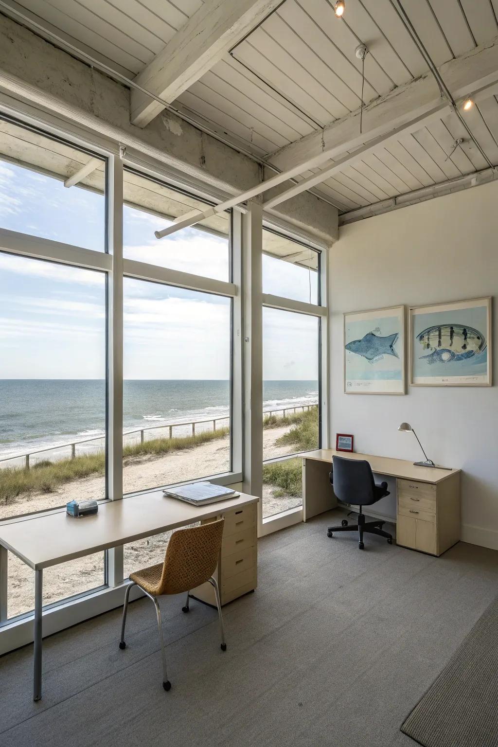 A minimalistic approach keeps the office serene and uncluttered.