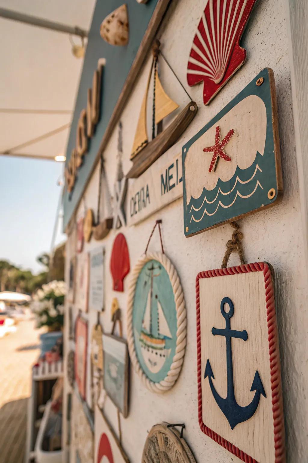 Beach signage brings coastal nostalgia and charm.