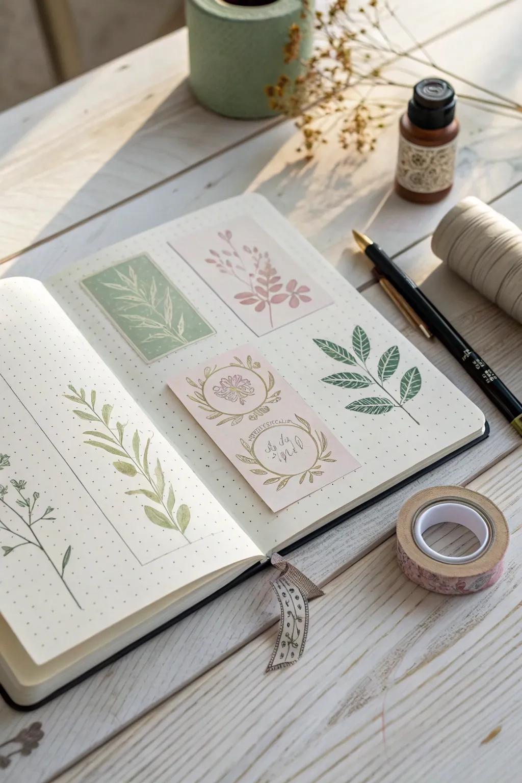 Embrace your creativity with minimalist elegance: stickers and stamps for a dreamy journal aesthetic.