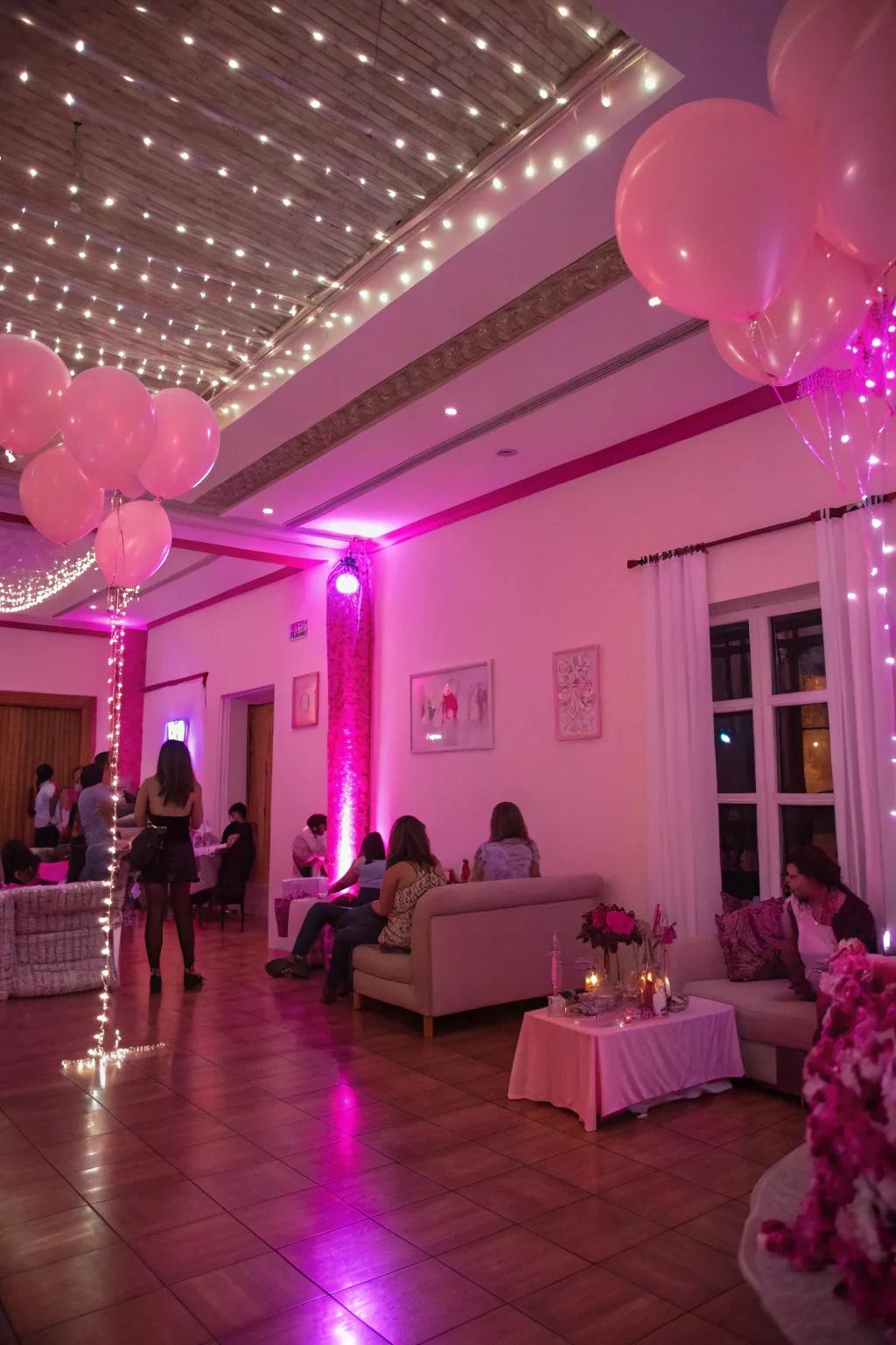 Transformative pink lighting that sets the mood.