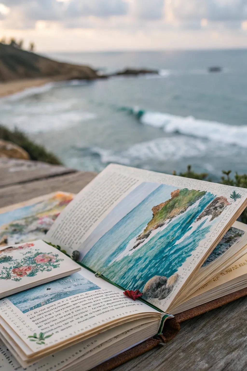 Mixed media art with book pages and watercolor