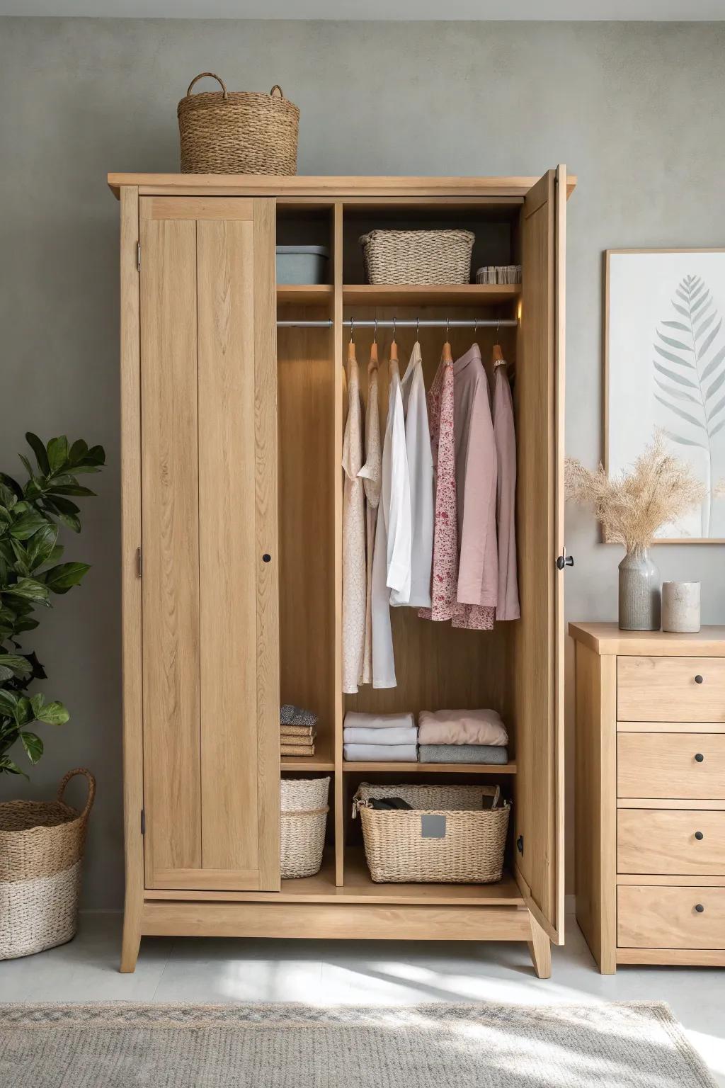 Transform your space with a customizable wardrobe layout that adapts to your style and needs.