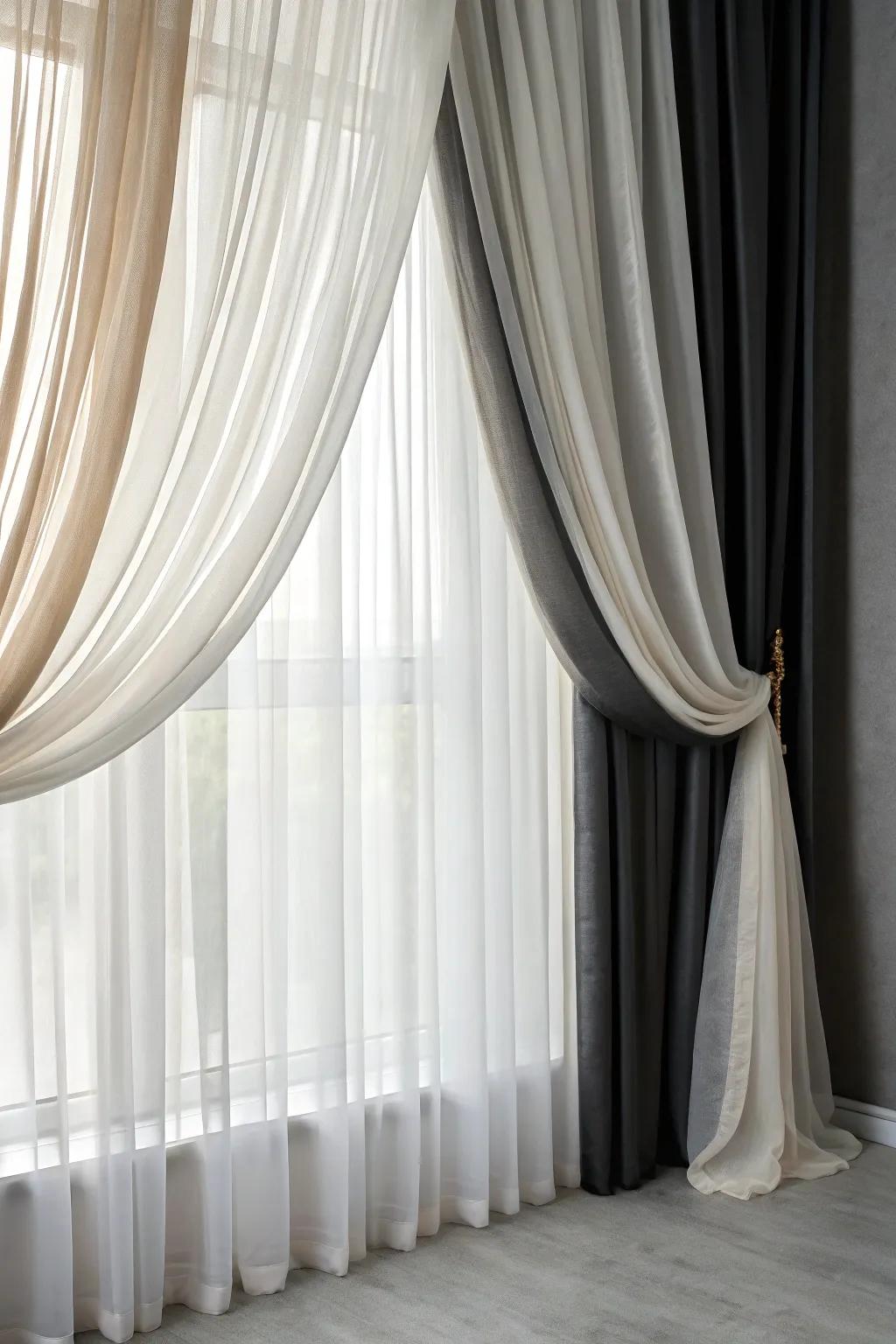 Elevate your space with expertly layered curtains for a touch of elegance and practicality.