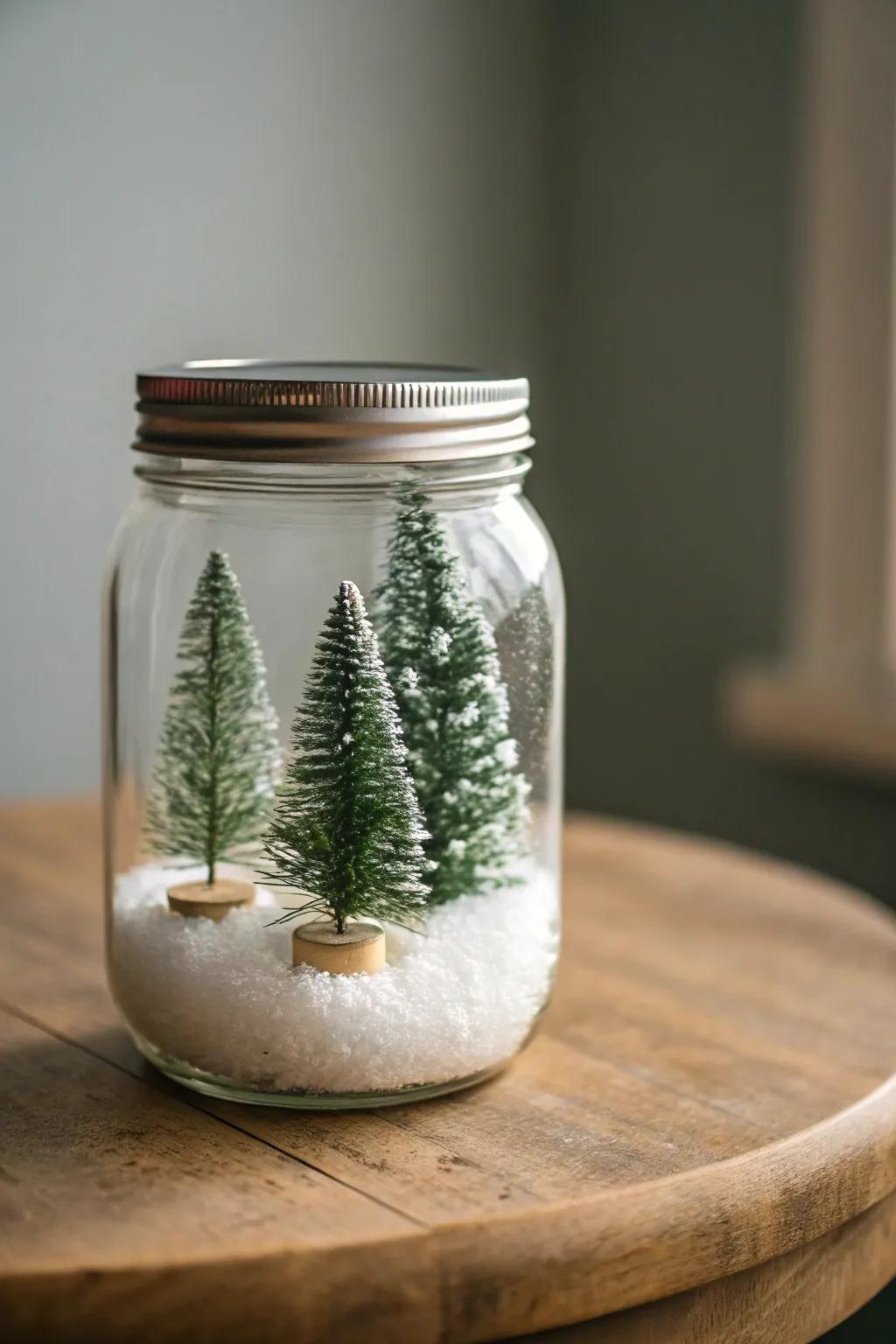 Craft a cozy winter wonderland in a jar – perfect for adding a touch of magic to your holiday decor!
