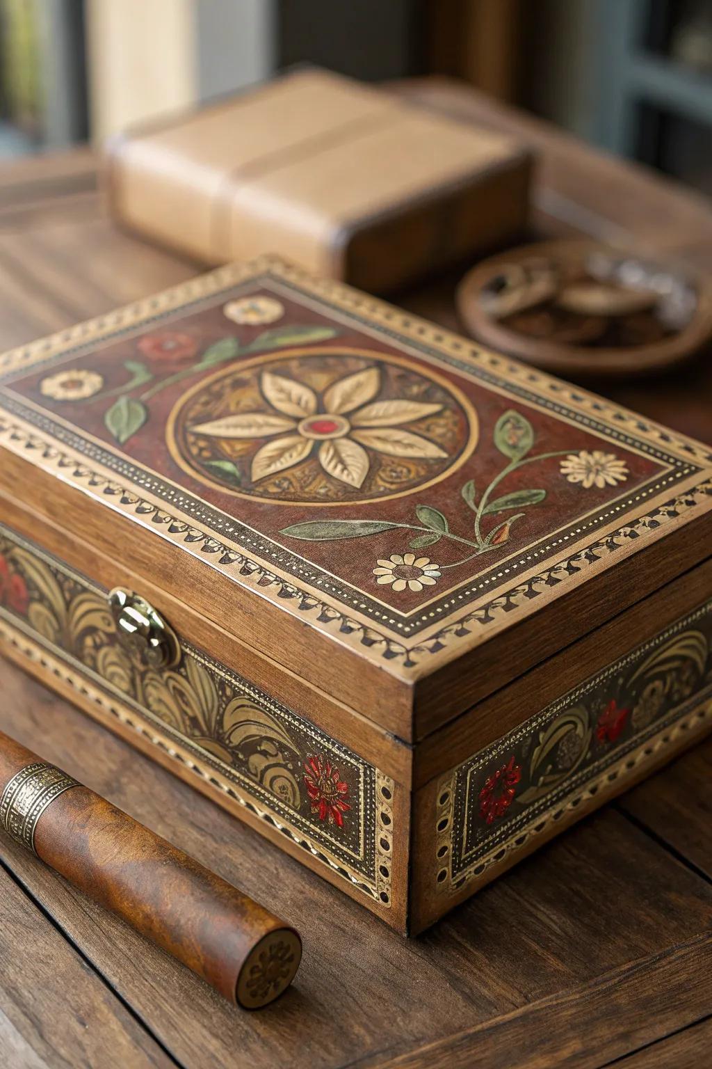 Elevate your gift-giving with a hand-painted cigar box, where craftsmanship meets personal touch.