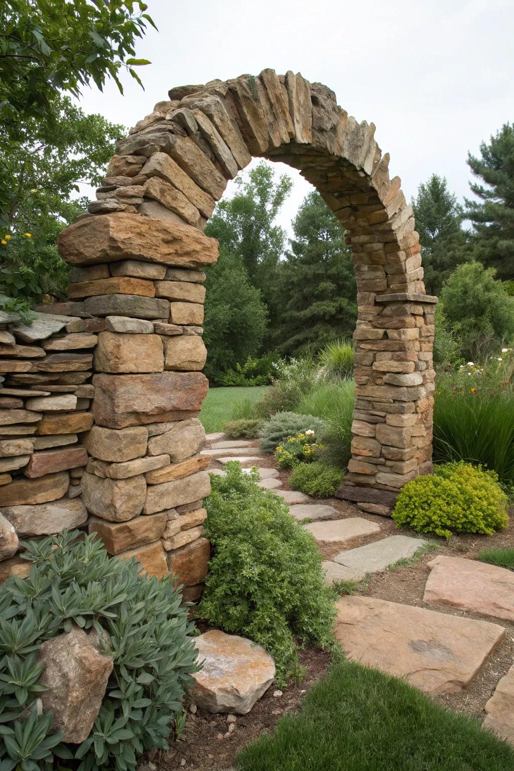 Embrace nature's elegance with a timeless stone arch that transforms your garden into a serene sanctuary.