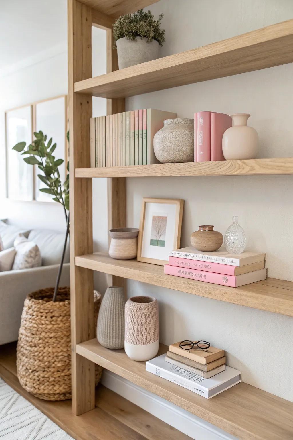 Elevate your space with minimalist floating shelves that tell your story.