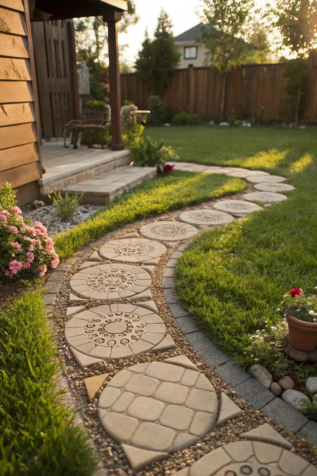 Navigate your garden with style: Embrace the elegance of handcrafted paver pathways.