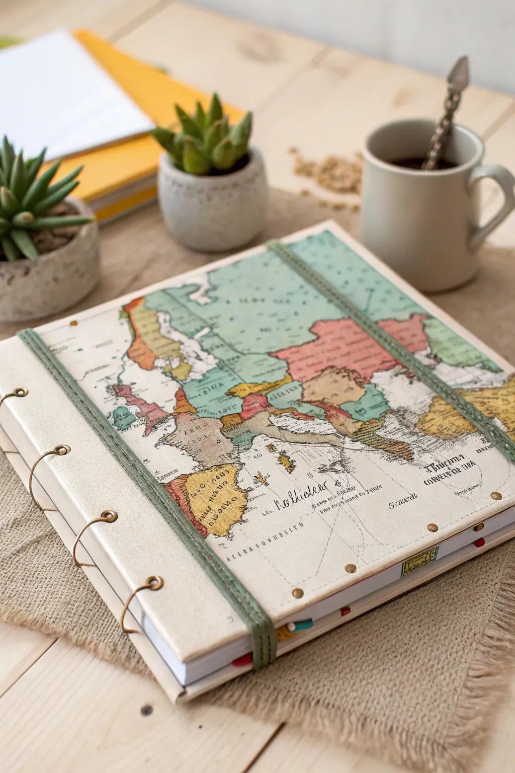 Capture your adventures with a DIY photo album wrapped in wanderlust. Perfect for showcasing your travel memories with style.