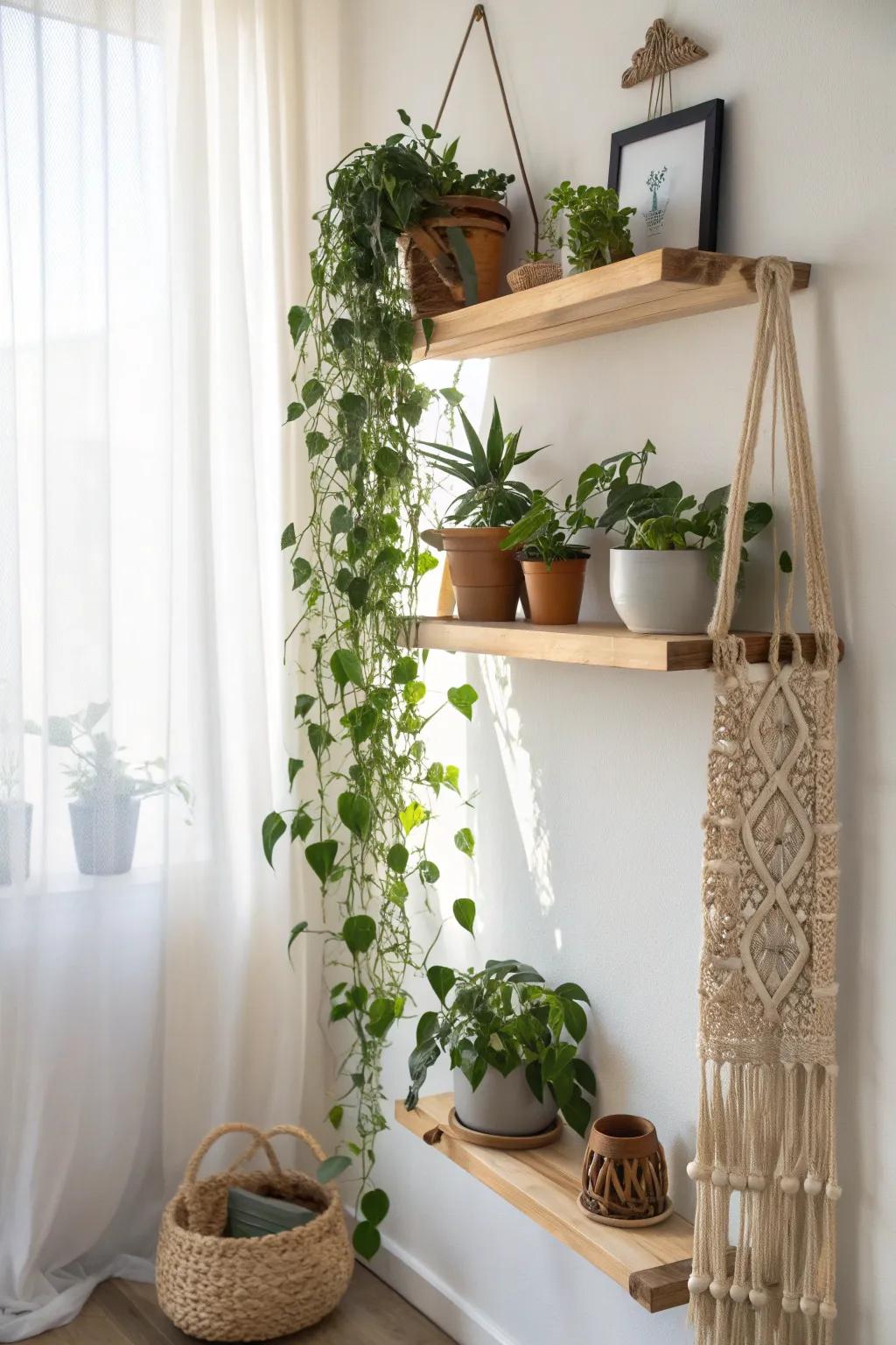 Transform your space with a touch of nature's elegance. 🌿 #DIYPlantShelf