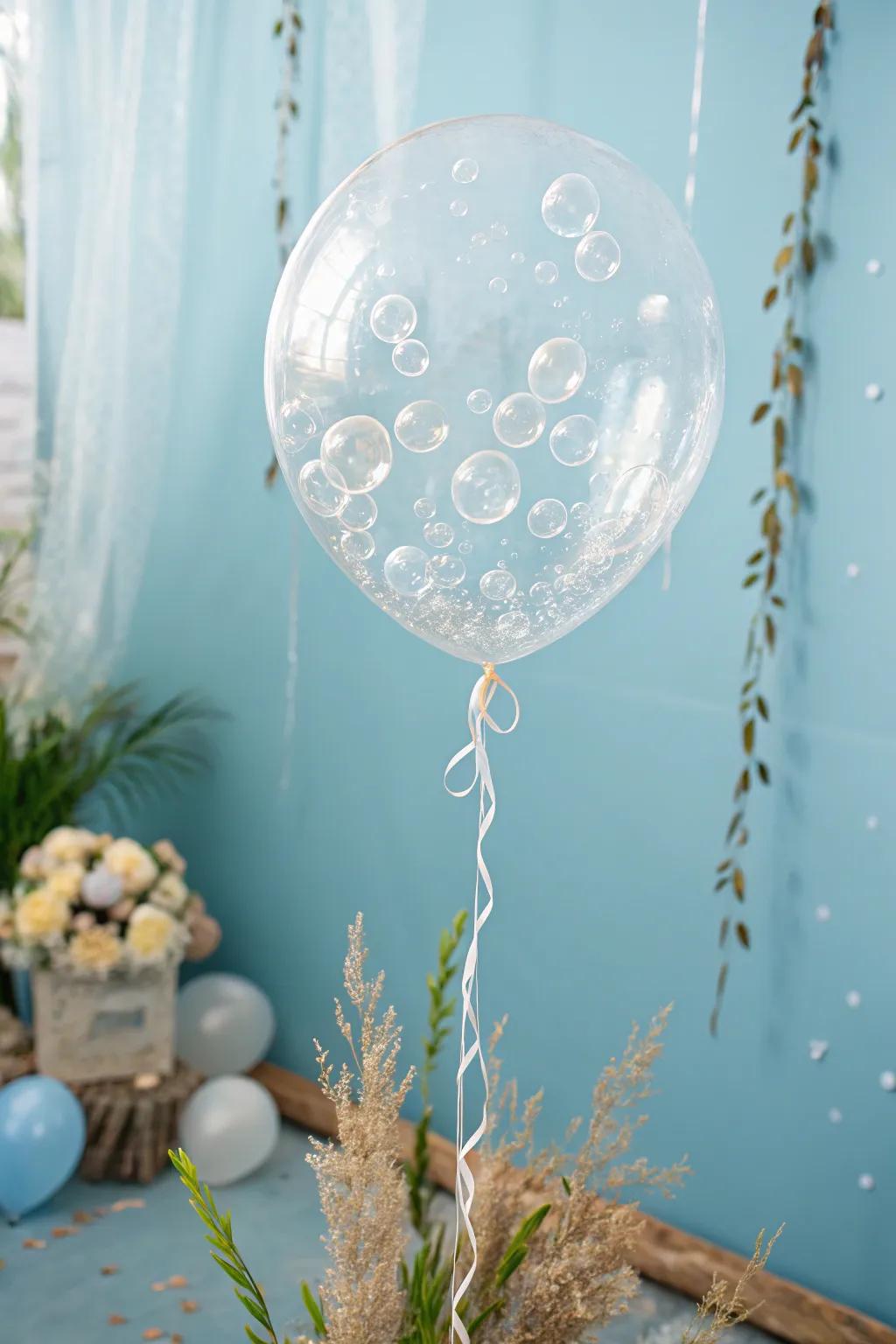 Dive into elegance with DIY bubble effect balloons for a serene underwater decor vibe.
