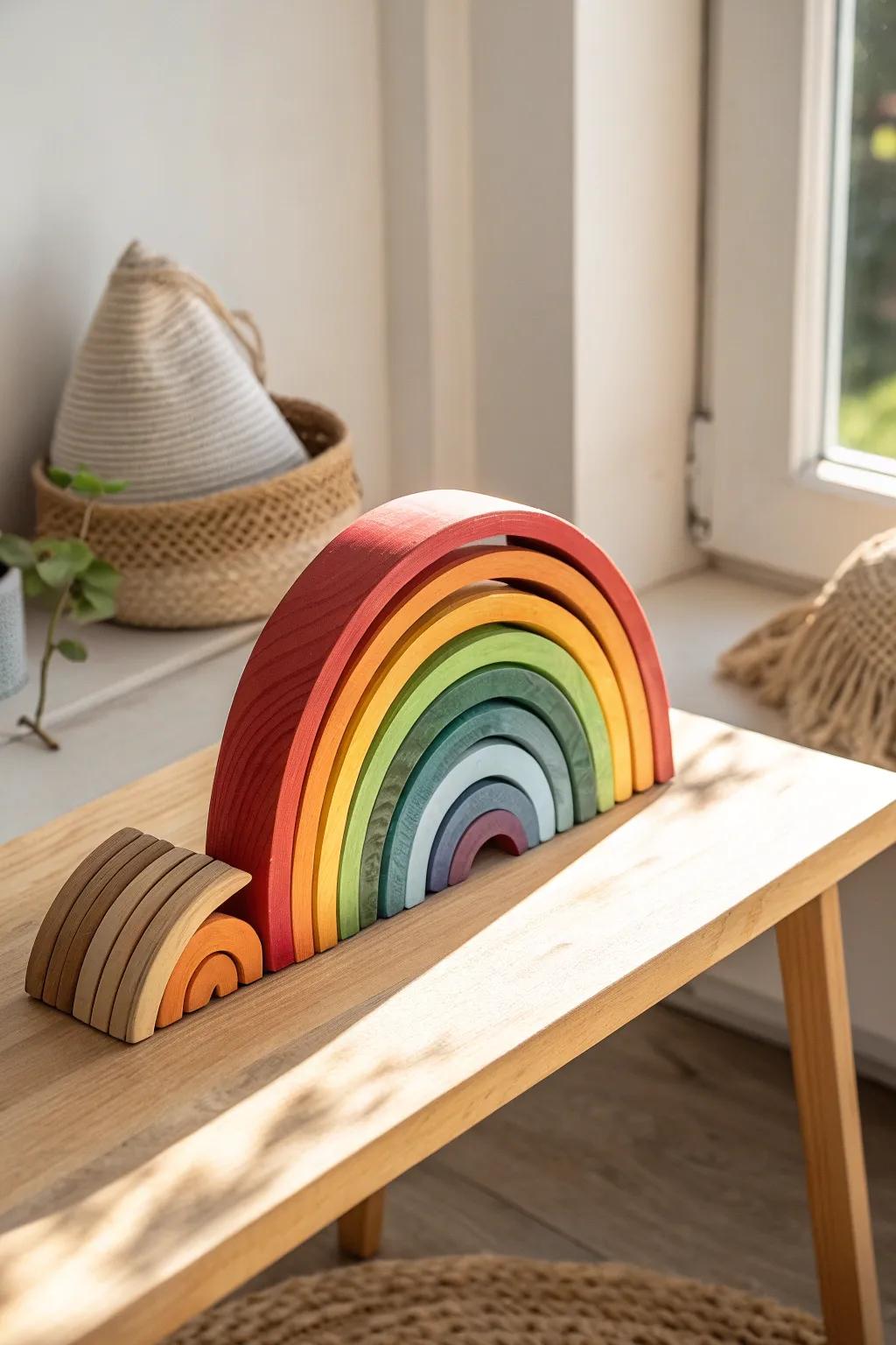 Bring a burst of color and creativity into your space with this stunning layered stacking puzzle.