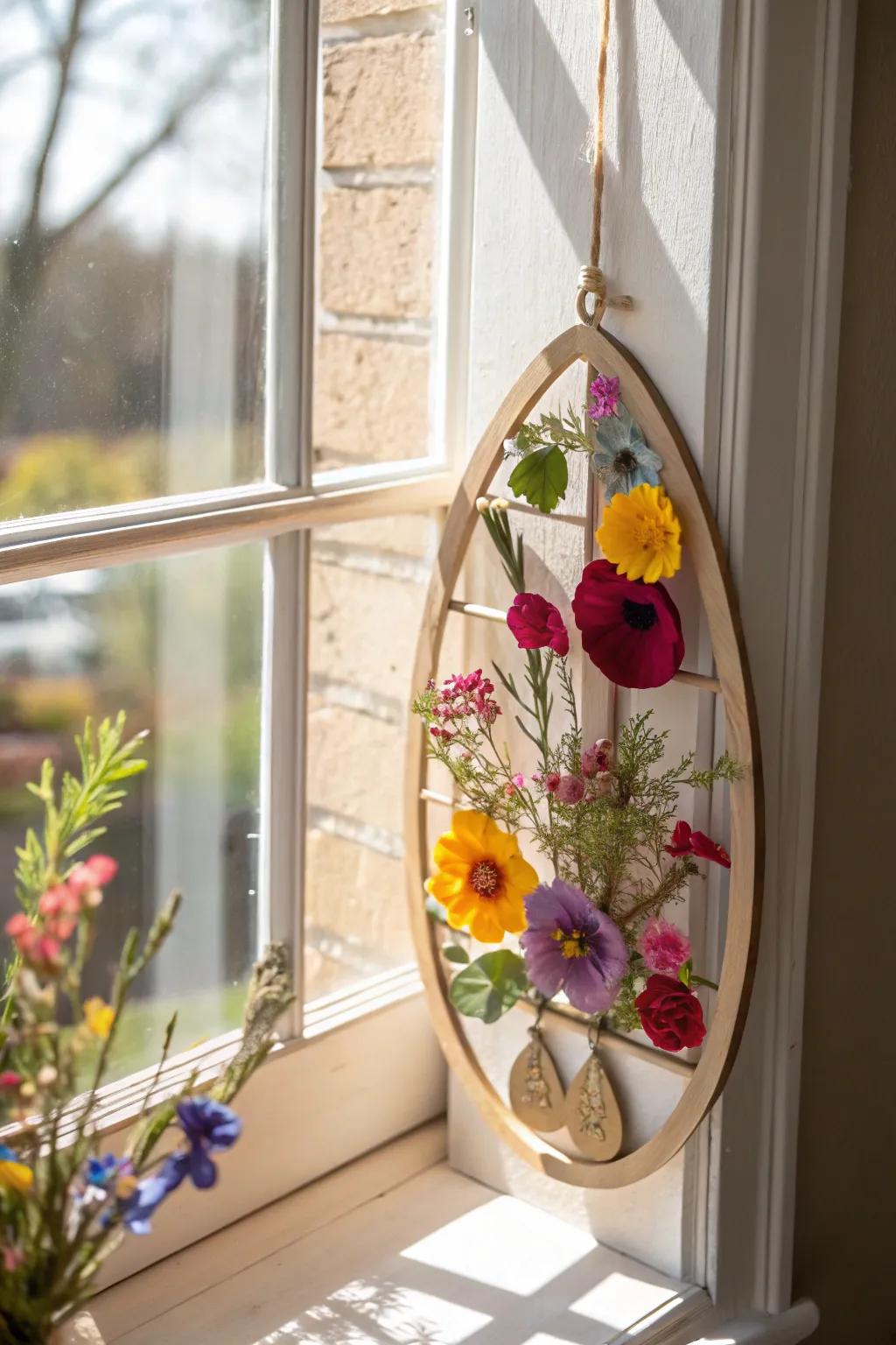 Bring spring inside with a charming Easter egg sun catcher that dances with color and light.