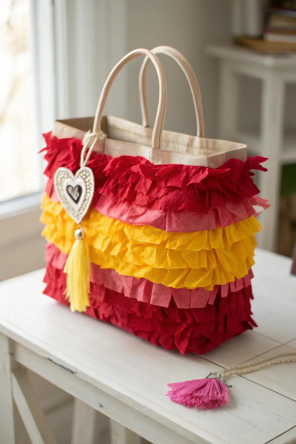 Transform simple bags into vibrant Valentine treasures with layered tissue paper magic! 🎨❤️ #Craftsmanship #ValentineDIY
