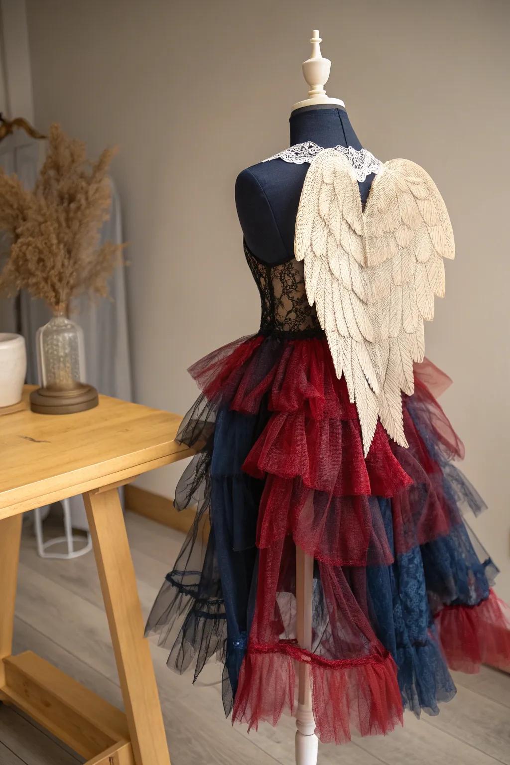 Elegant Contrasts: Embrace the ethereal beauty of lace and sheer for a stunning fallen angel look.