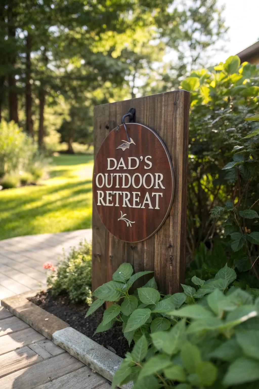 Celebrate Father's Day with a personalized touch: a handcrafted patio sign perfect for Dad's outdoor haven.