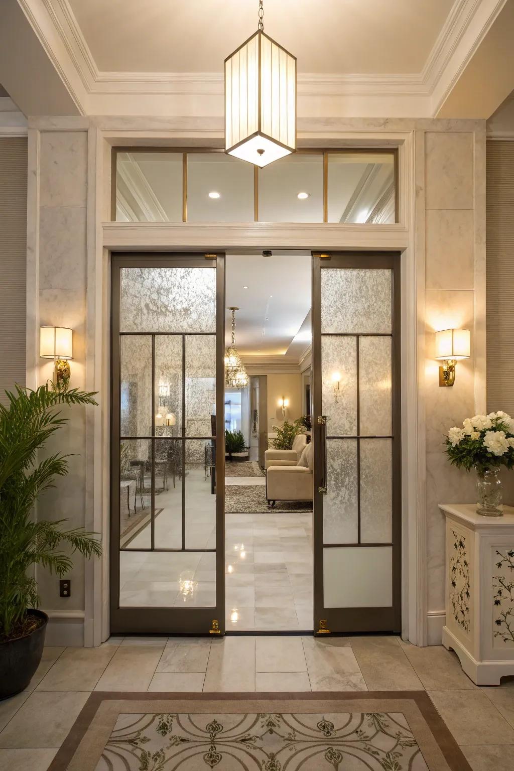 Create an inviting first impression with frosted entryway doors.