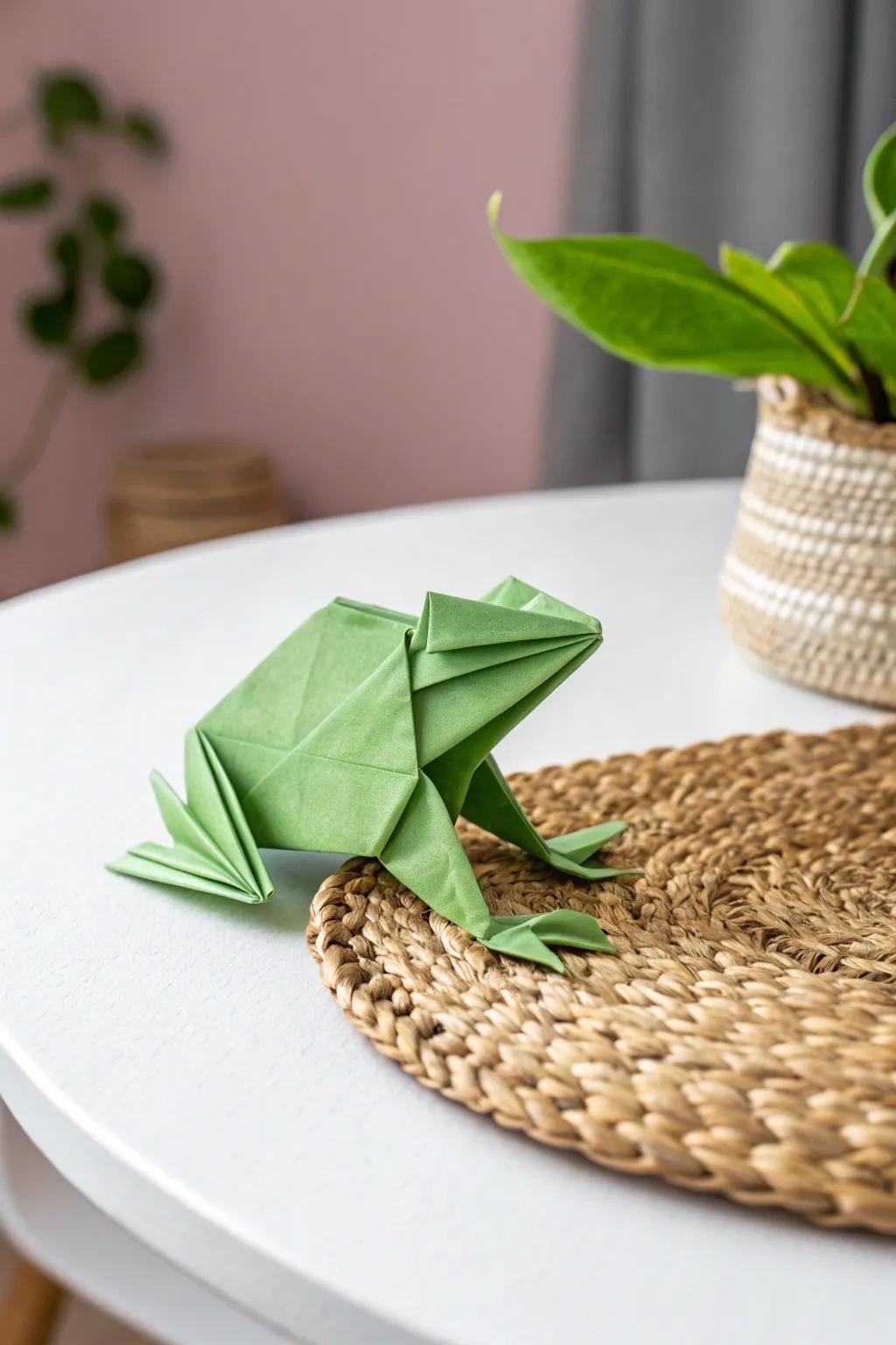 Leap into creativity with these charming origami jumping frogs!