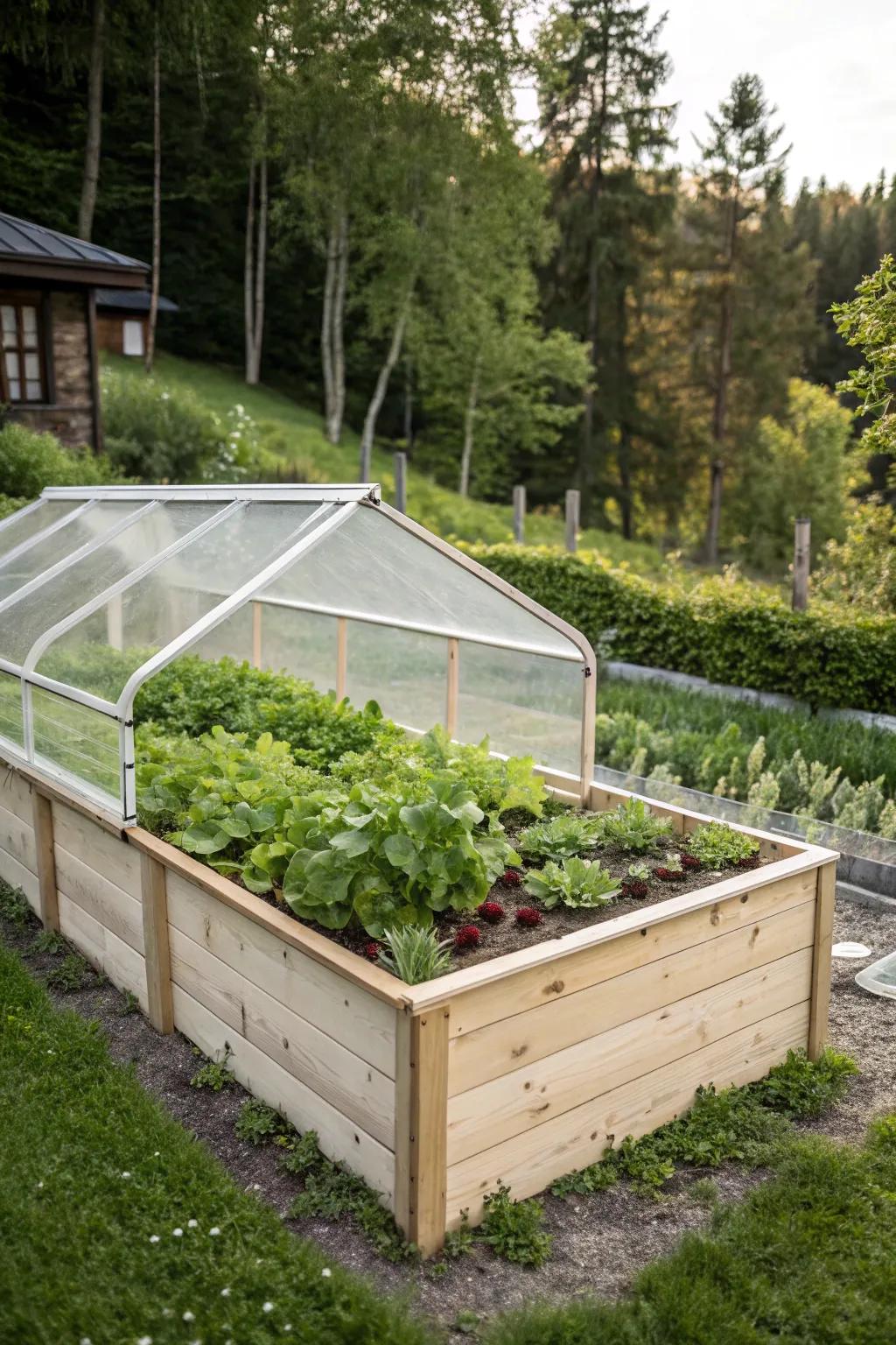 Extend your garden's life with a chic, minimalist covering that keeps your veggies thriving longer.