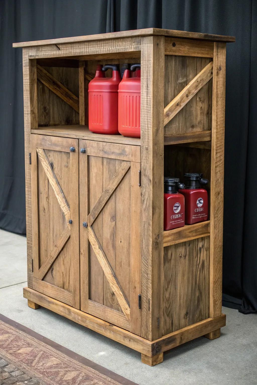 Elevate your storage with this handcrafted wooden cabinet—where functionality meets rustic charm.