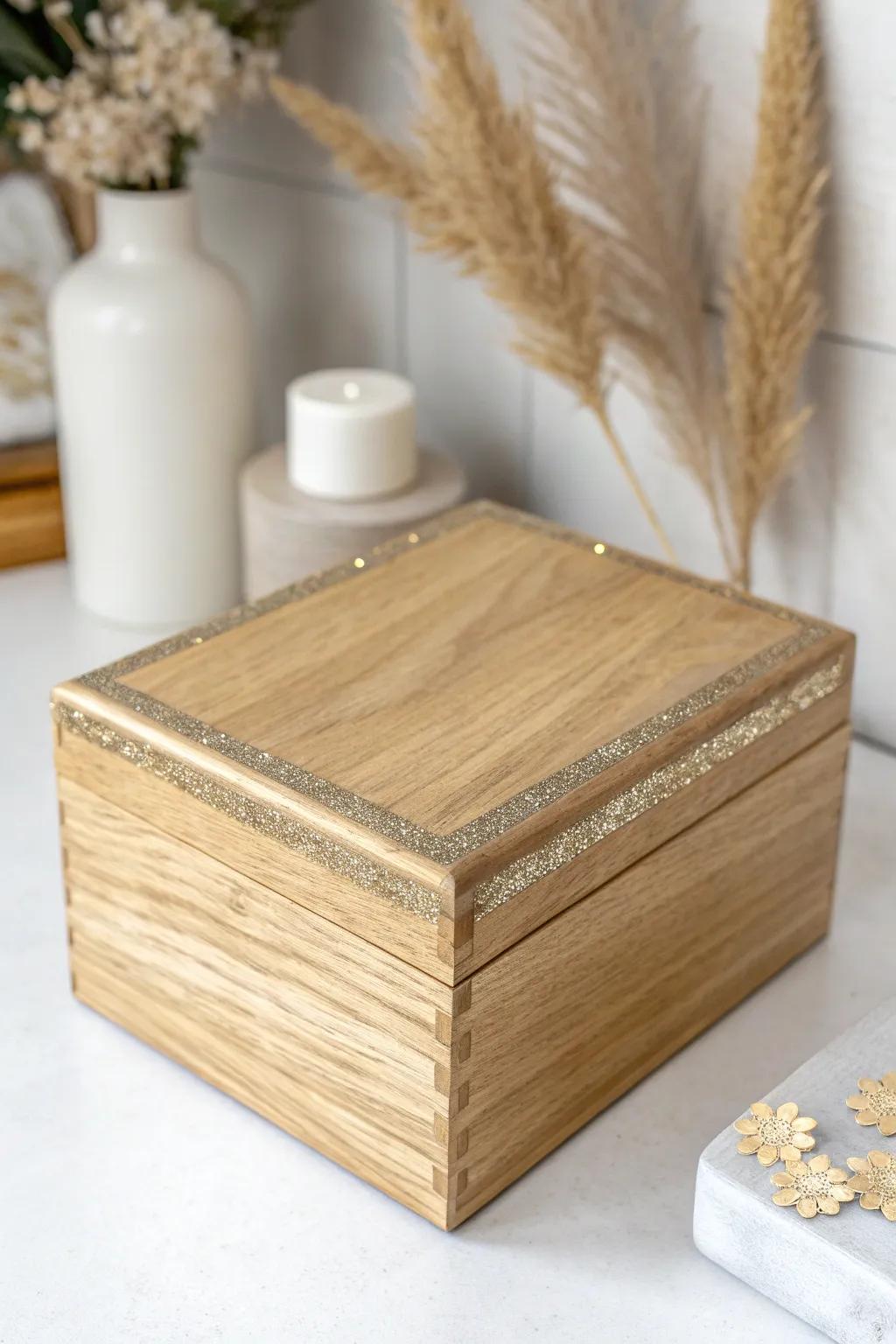 Add a touch of magic to your space with this enchanting glitter-accented god box. Perfect for those who cherish simplicity and elegance!