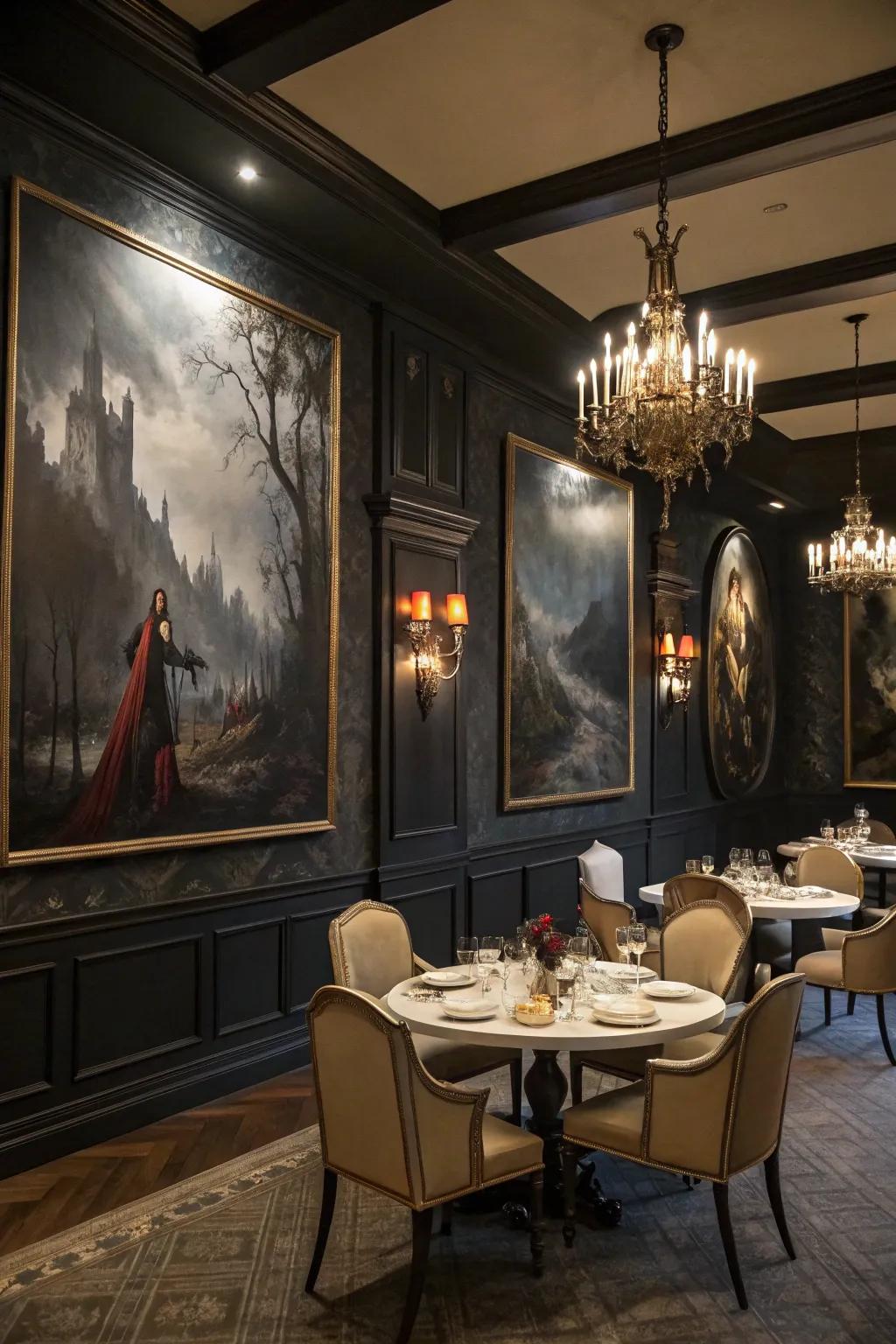 Art pieces that make a bold statement and reflect Gothic elegance.