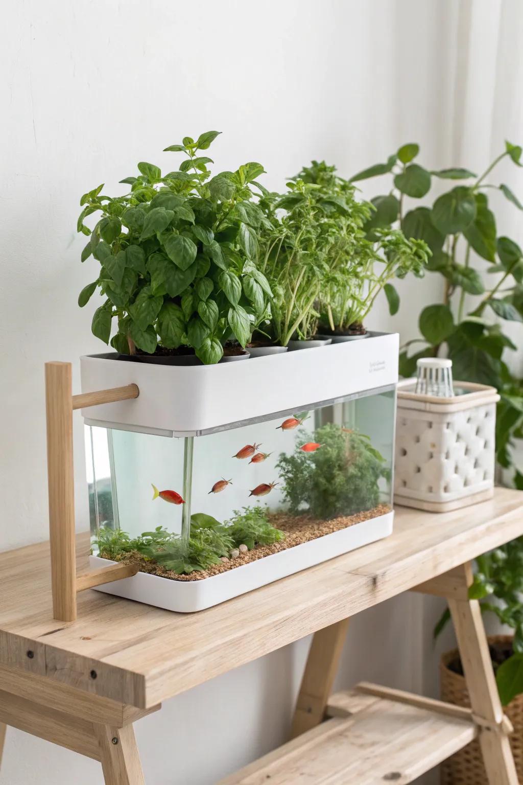 Elevate your indoor gardening with a chic aquaponics system—where nature meets style.