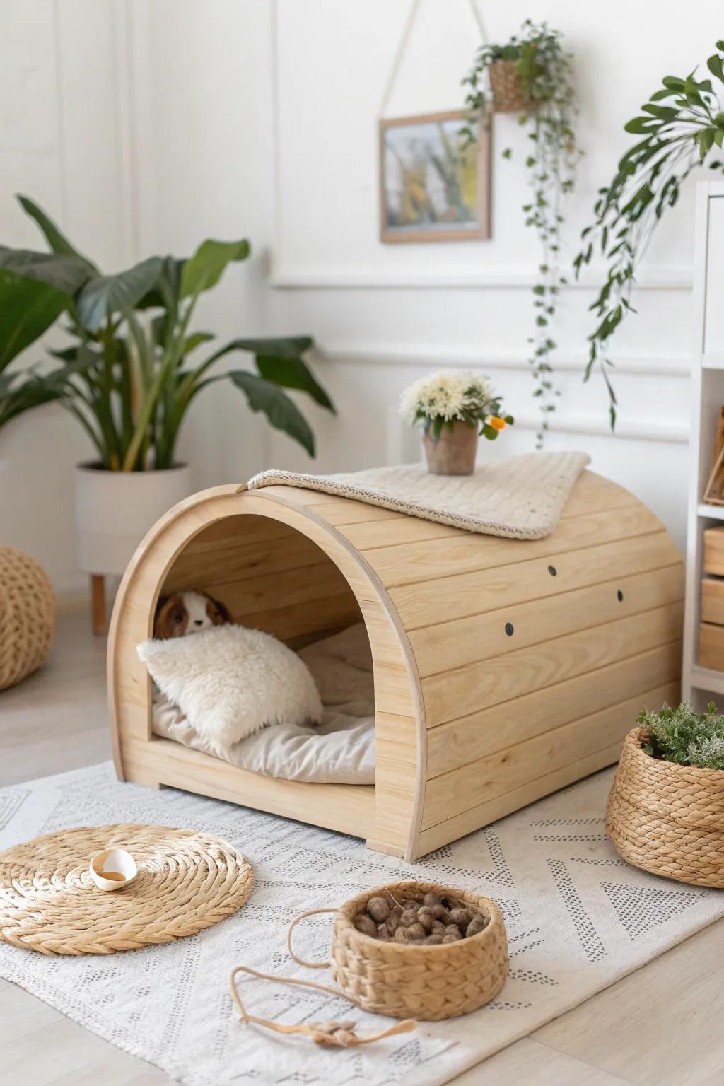 Elevate your guinea pig's home with rustic wooden accents and a touch of boho charm for a cozy, natural habitat. 🌿🐹