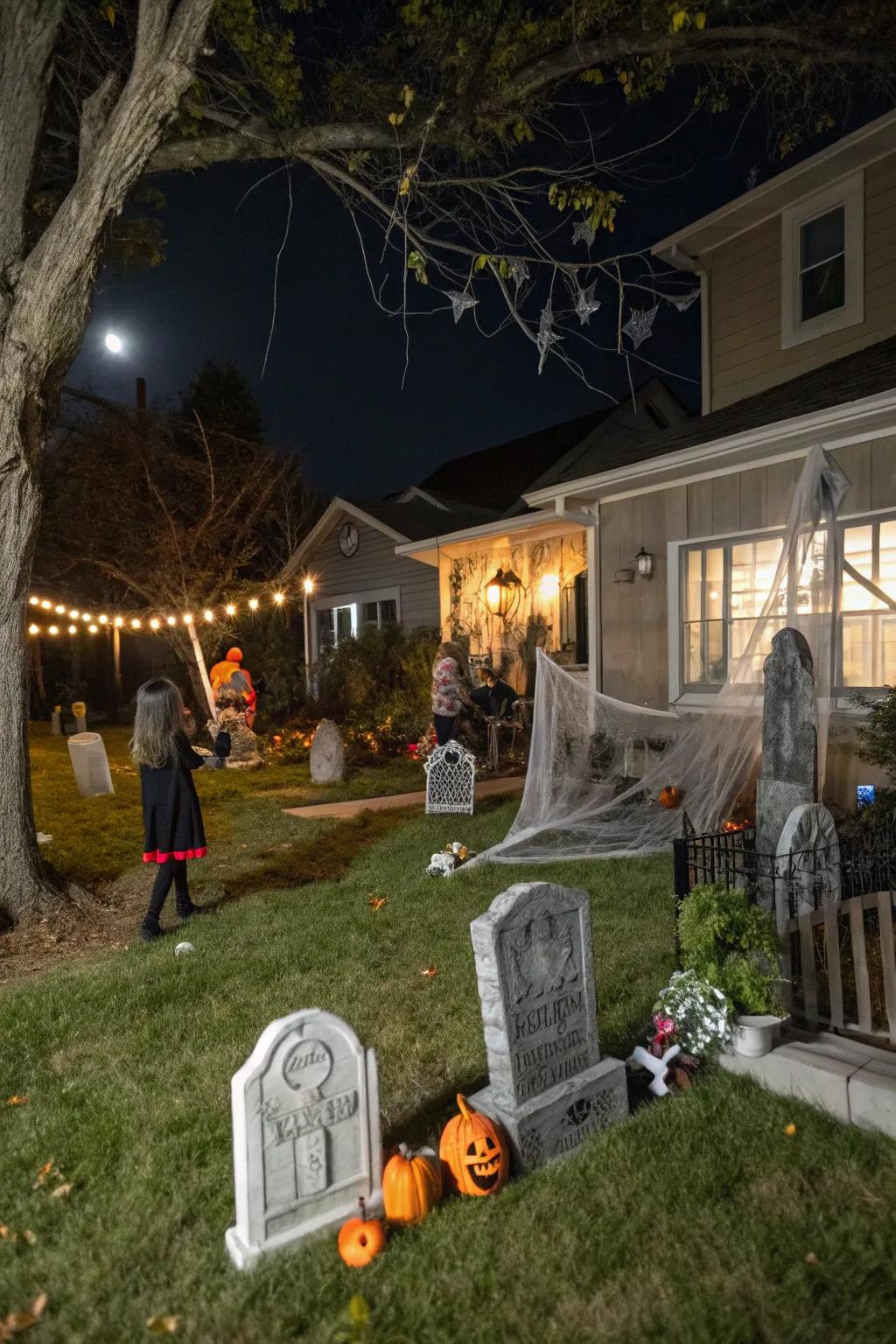 Create a chilling scene with a haunted graveyard.