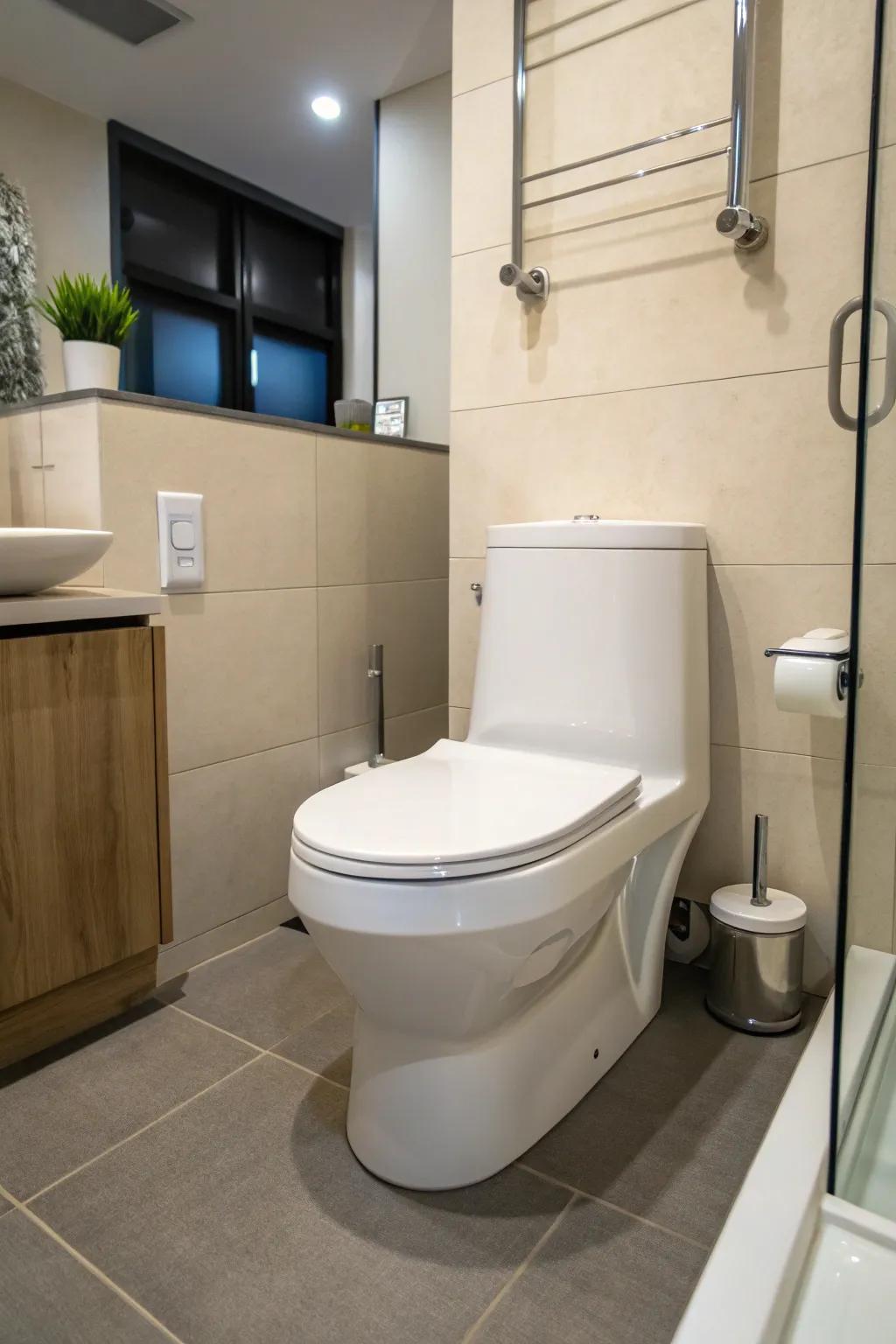 A comfort height toilet adds ease and elegance.