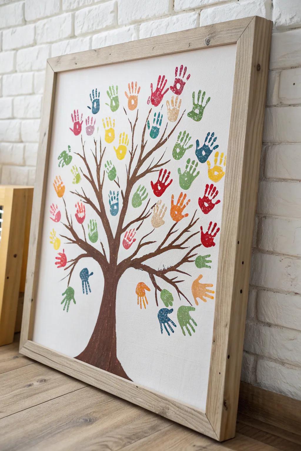 Capture the essence of family with a handprint tree—a beautiful blend of simplicity and colorful expression.