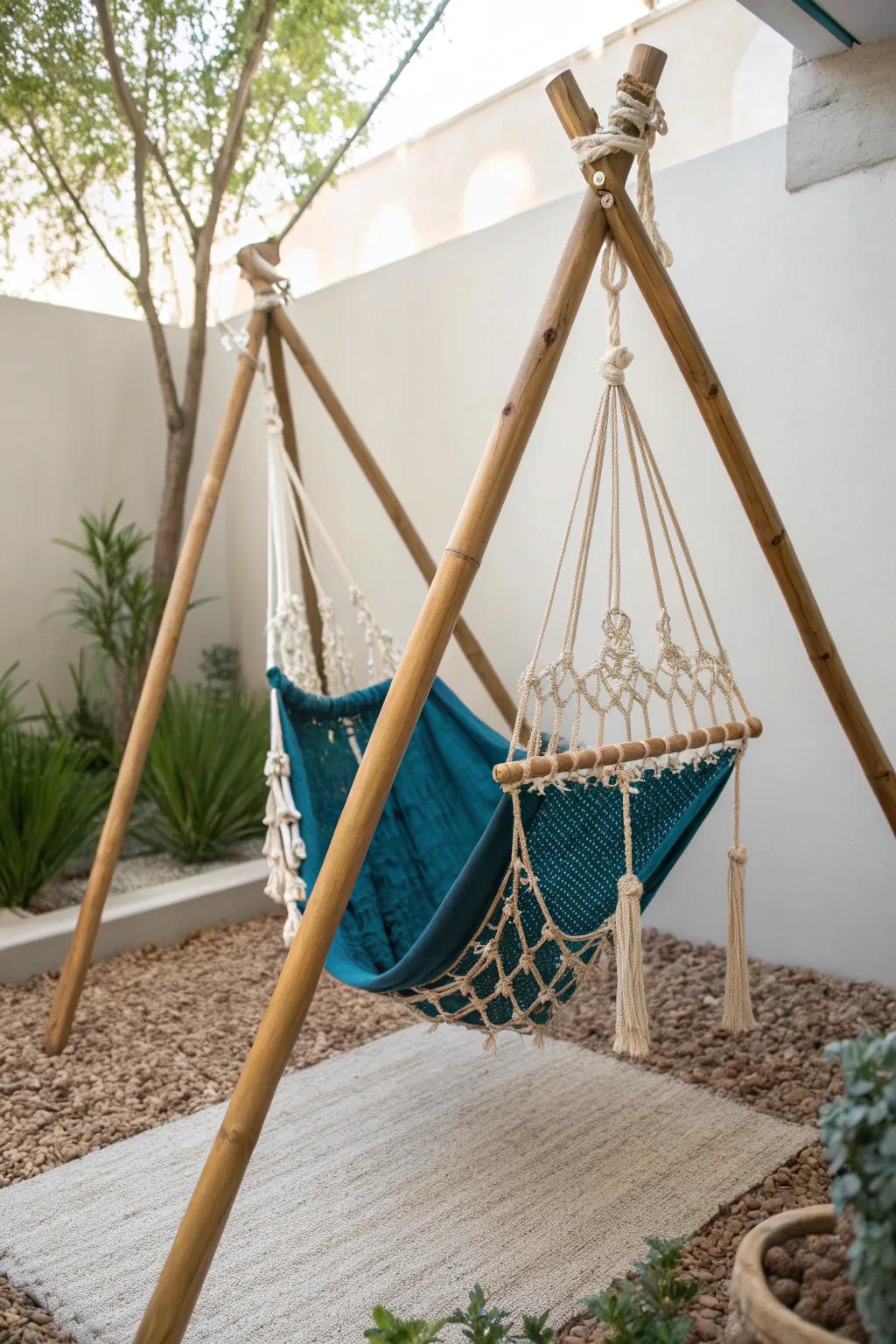 Elevate your relaxation space with this striking DIY tensegrity hammock—where minimalist design meets bold creativity.