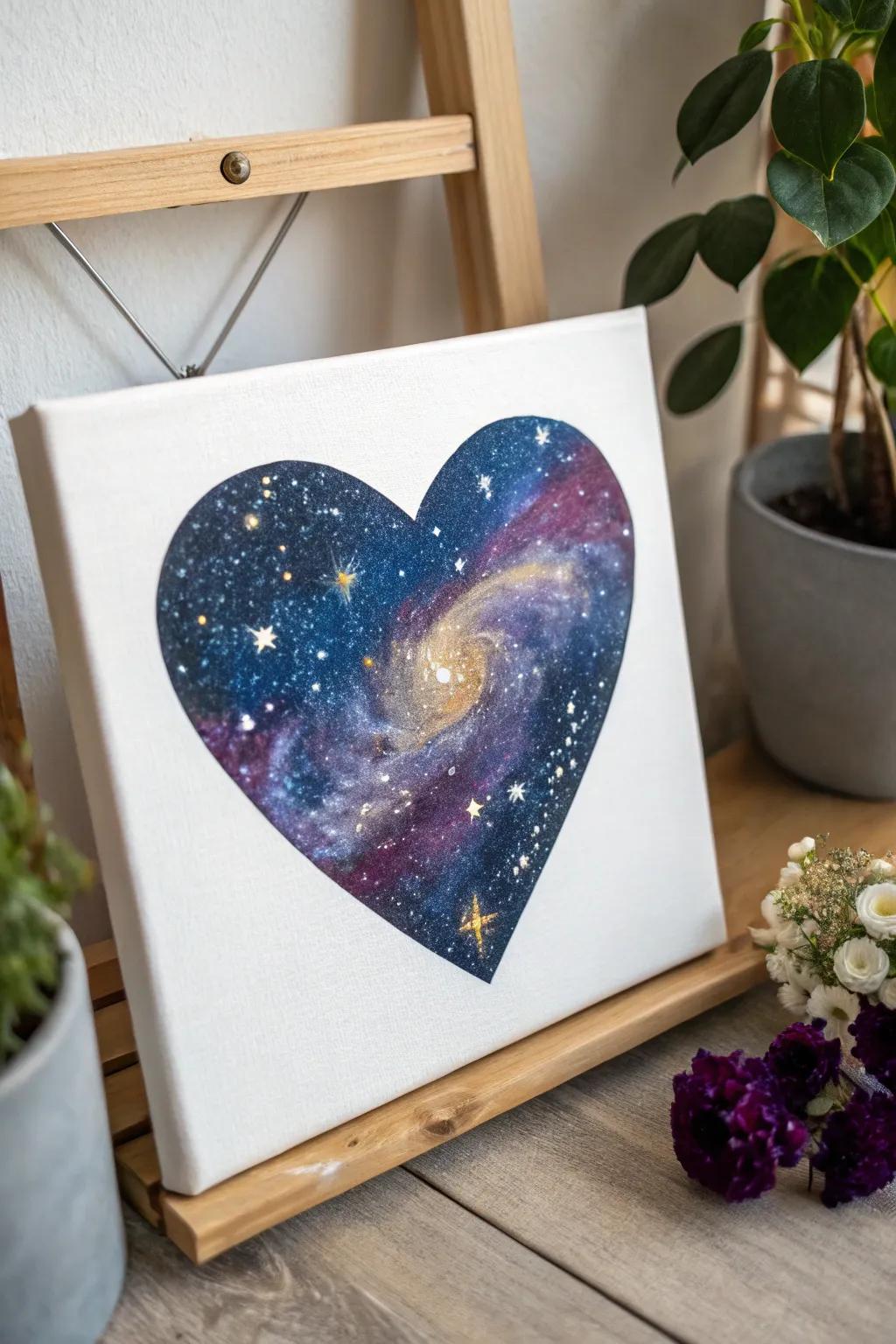 Transform your space with a cosmic heart canvas that captures the beauty of the universe. 🌌❤️ #GalaxyHeart #MinimalistArt #CosmicBeauty