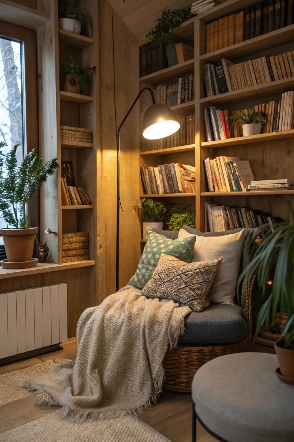 Craft a personal reading retreat with tailored lighting in your library.