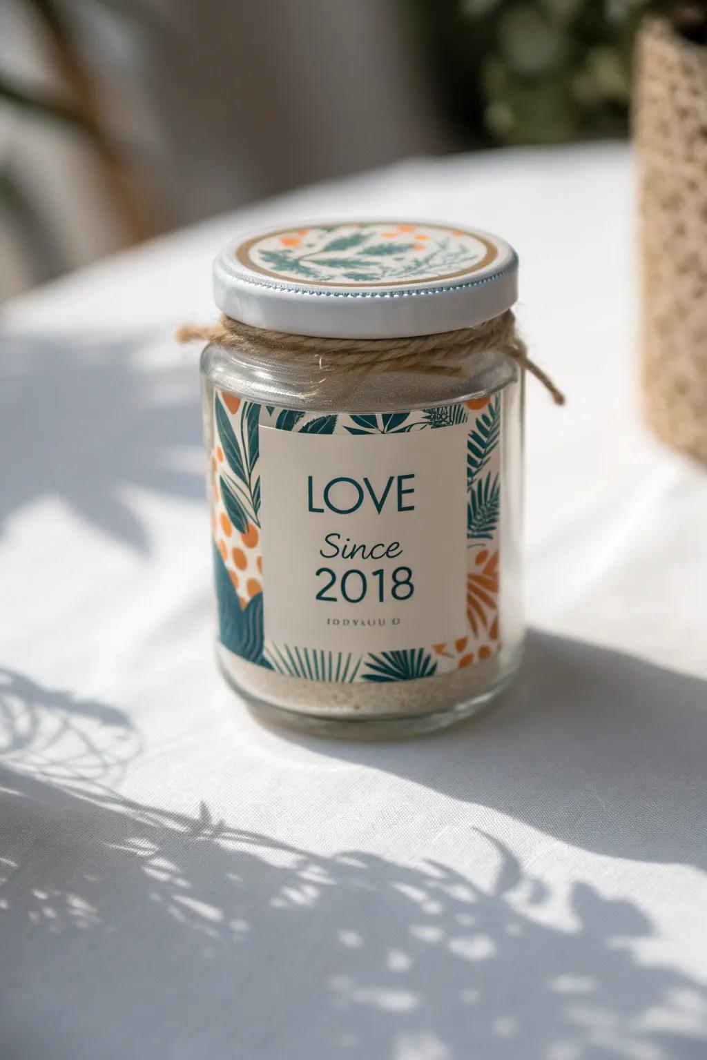 Celebrate with a personal touch: custom anniversary labels that speak from the heart.
