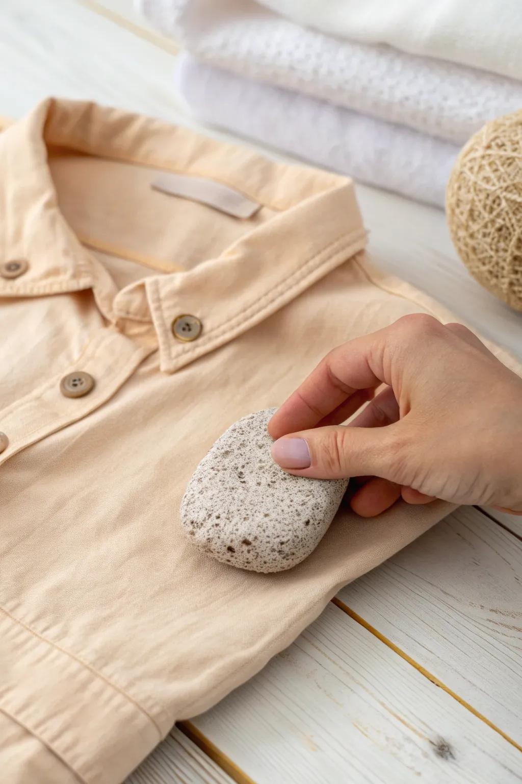 Achieve a subtle, natural distressed look with a simple pumice stone technique. Perfect for adding a touch of boho charm to your minimalist wardrobe.