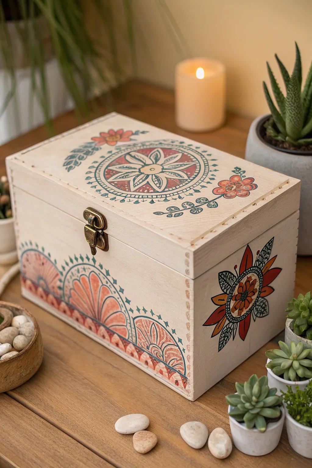 Transform the old into gold with this charming upcycled treasure box. A perfect blend of minimalist design and Boho flair!