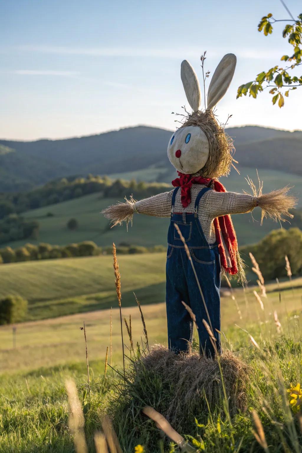 Embrace the charm of nature with this delightful bunny-eared scarecrow, blending Scandinavian simplicity with a playful Boho twist.